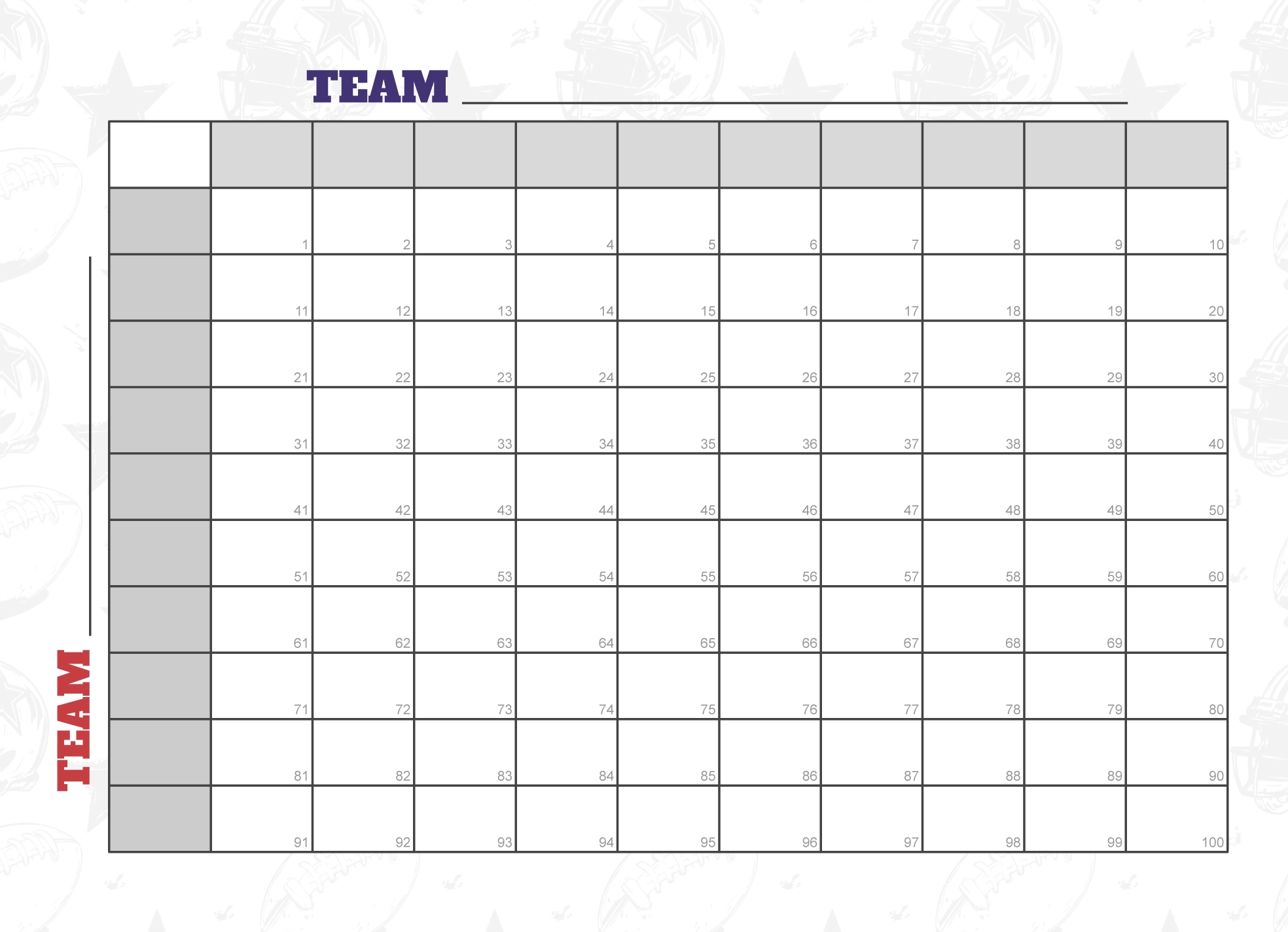 Printable 100 Square Chart