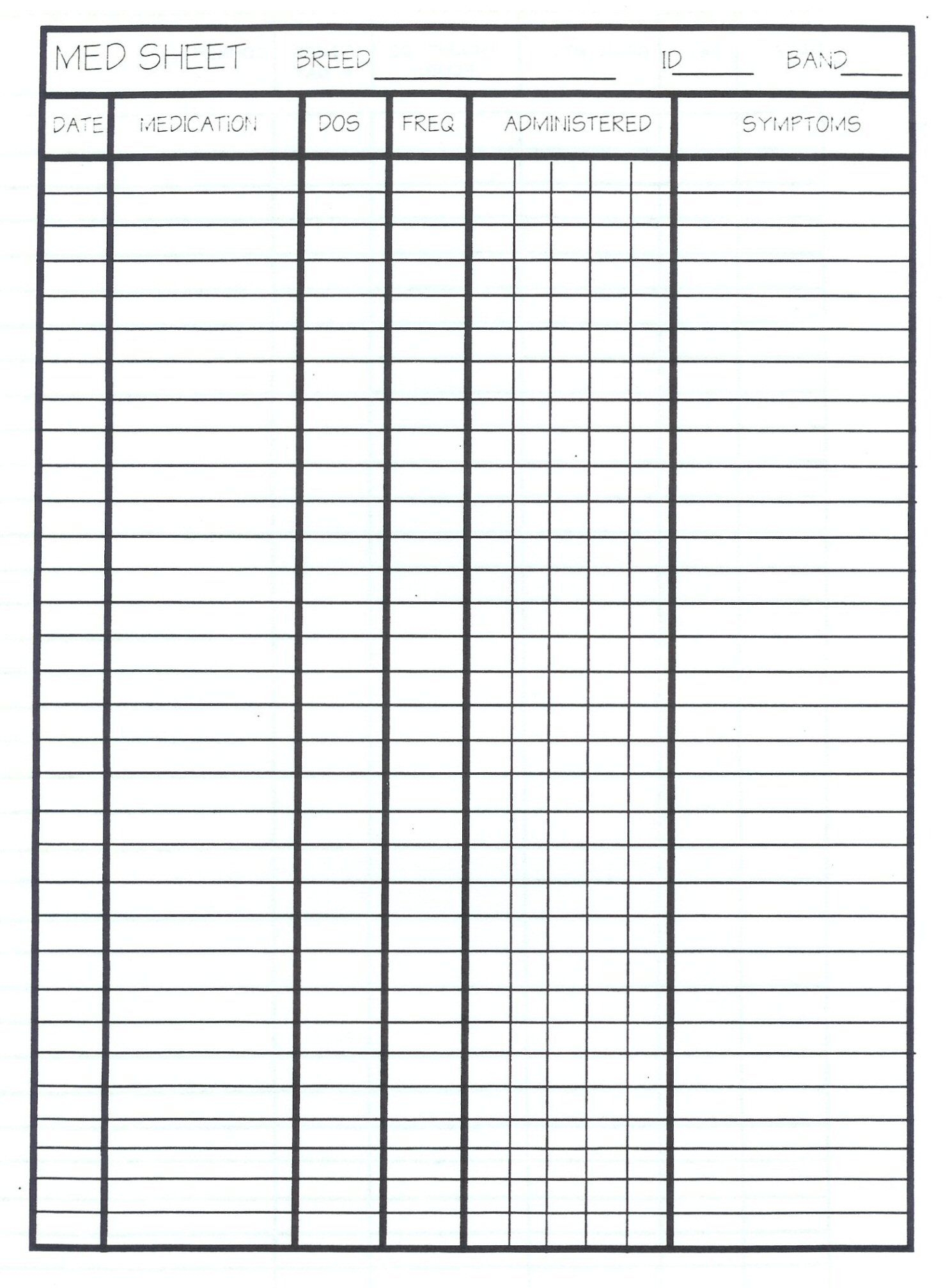 Mar Chart Template Printable