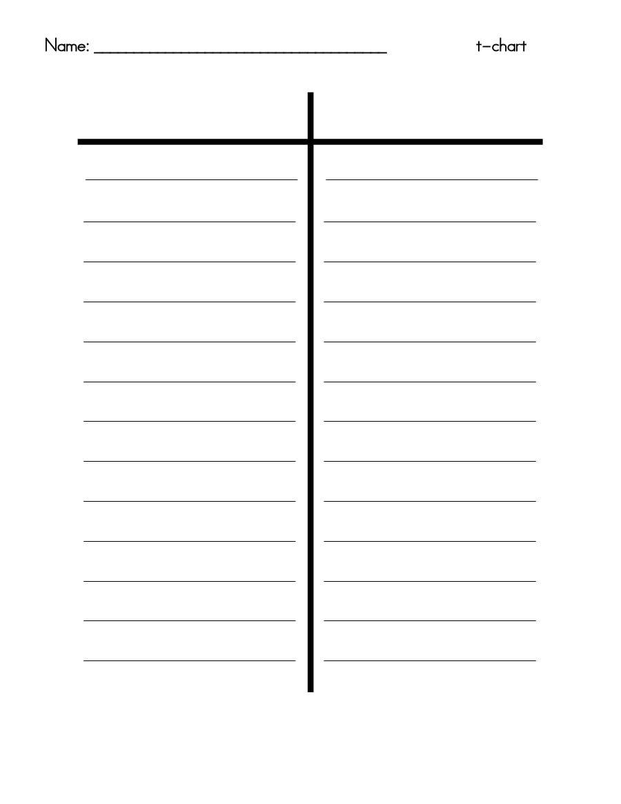 Blank T Chart With Lines Printable