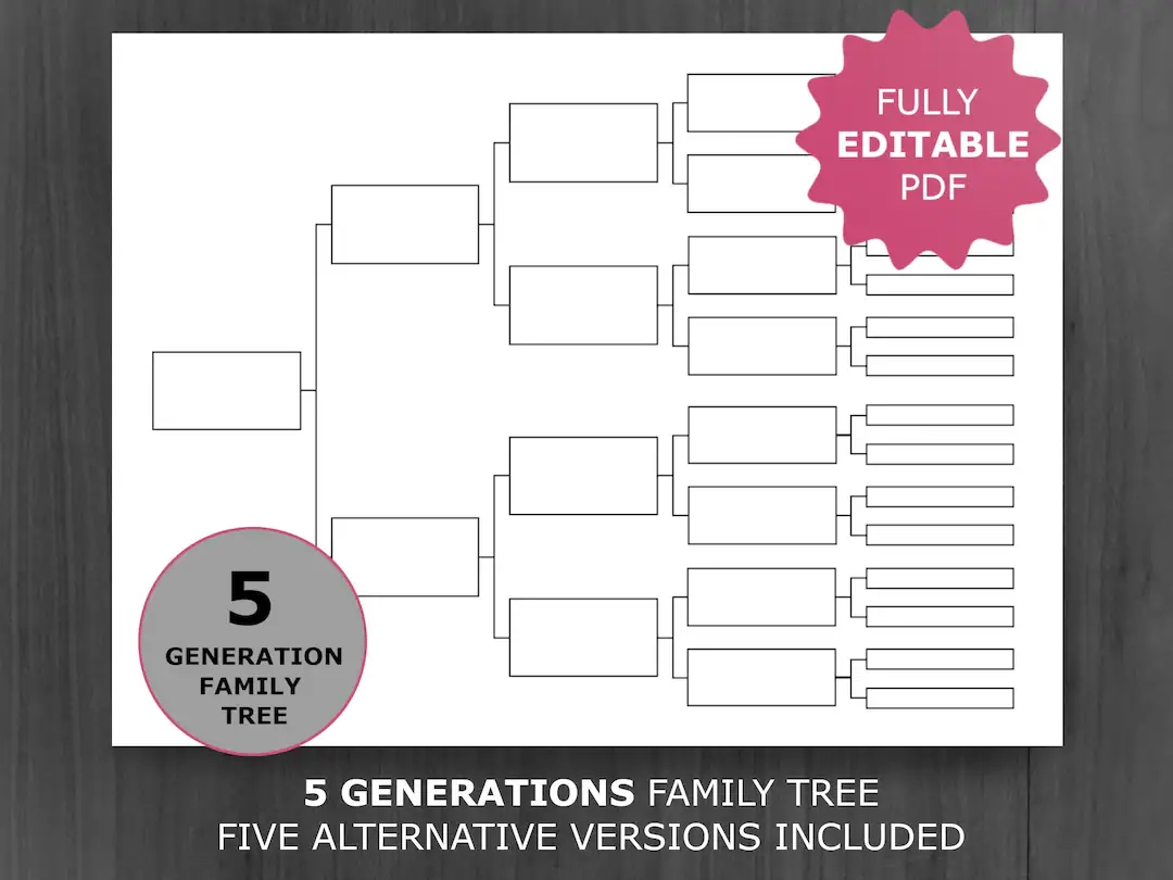 Free Printable Five Generation Descendants Chart Free Printable Five Generation Descendants Chart