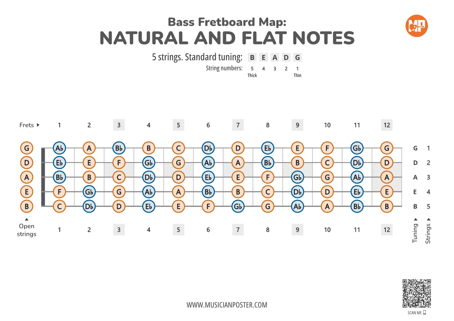 Printable Bass Guitar Note Chart Printable Bass Guitar Note Chart