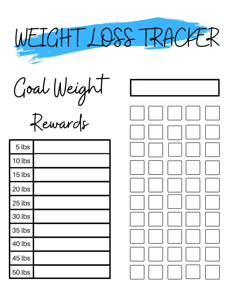 50 Lb Weight Loss Tracker Rewards Chart Etsy