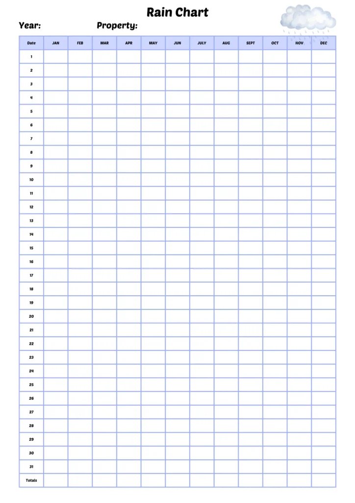 A3 Rain Chart Etsy
