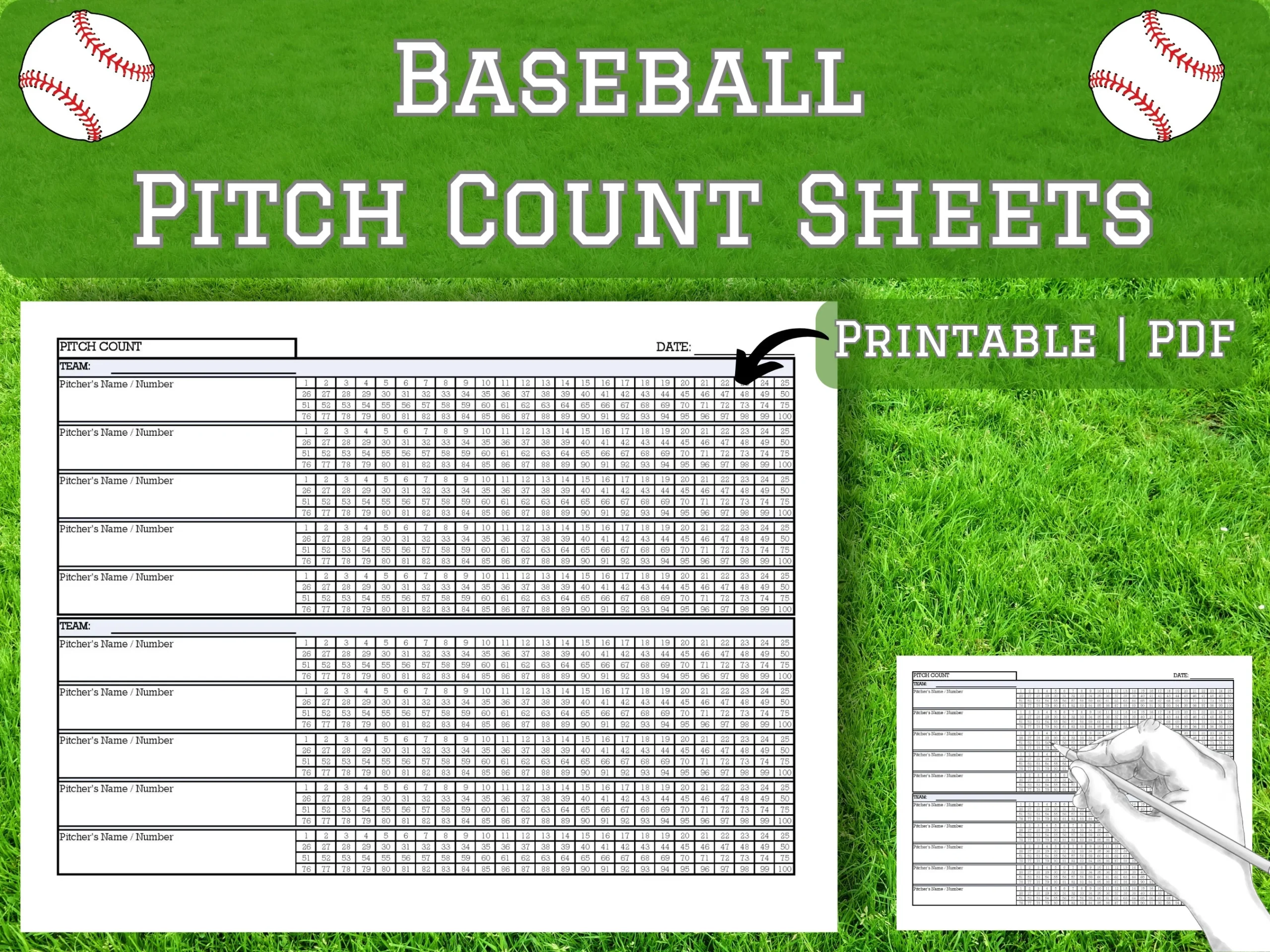Printable Pitch Count Chart