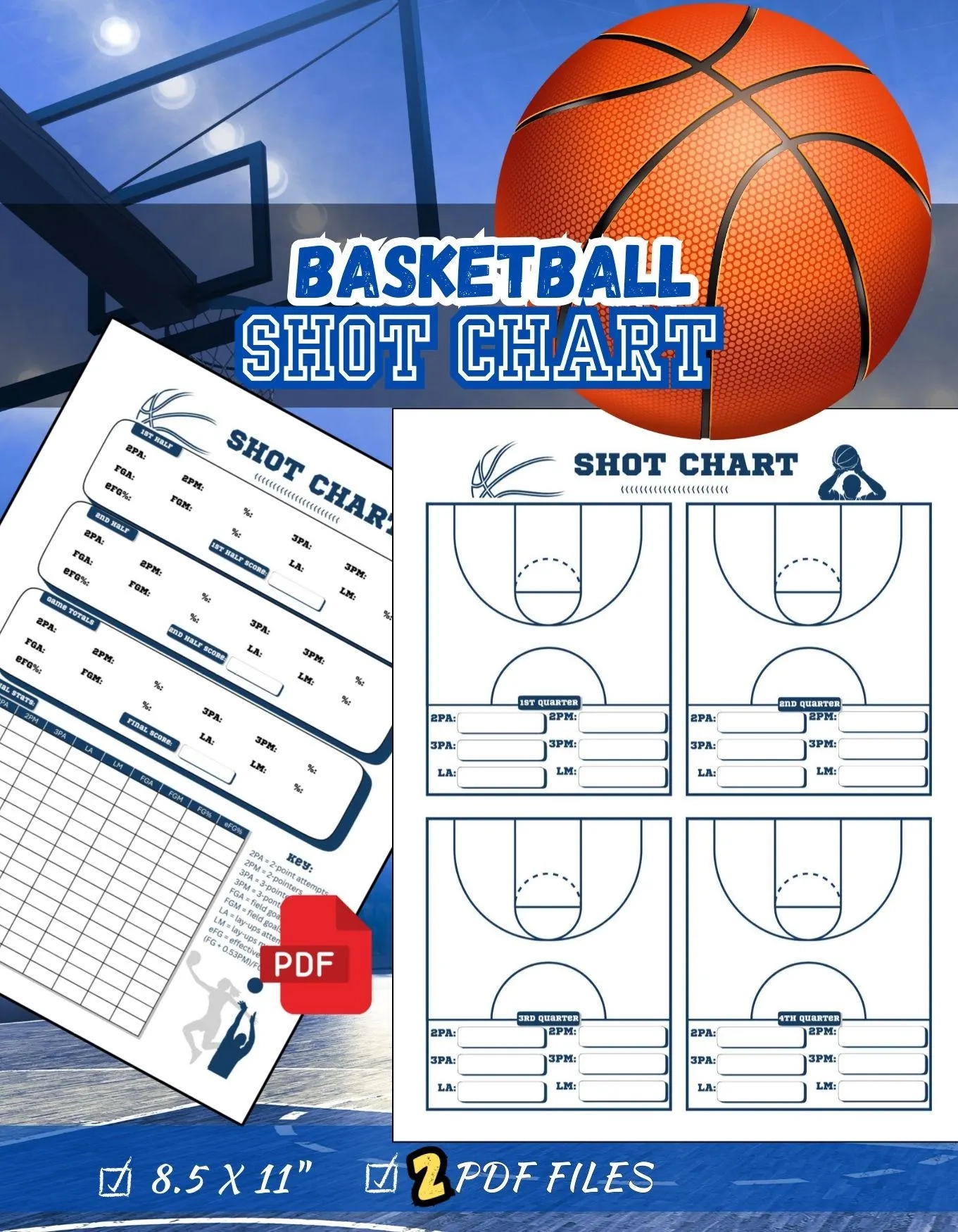 Printable Basketball Full Court Shot Chart