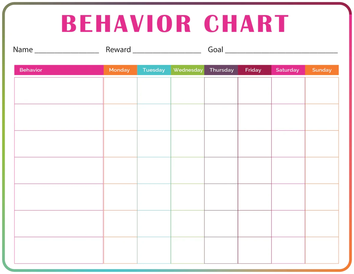 Easy Printable Behavior Charts