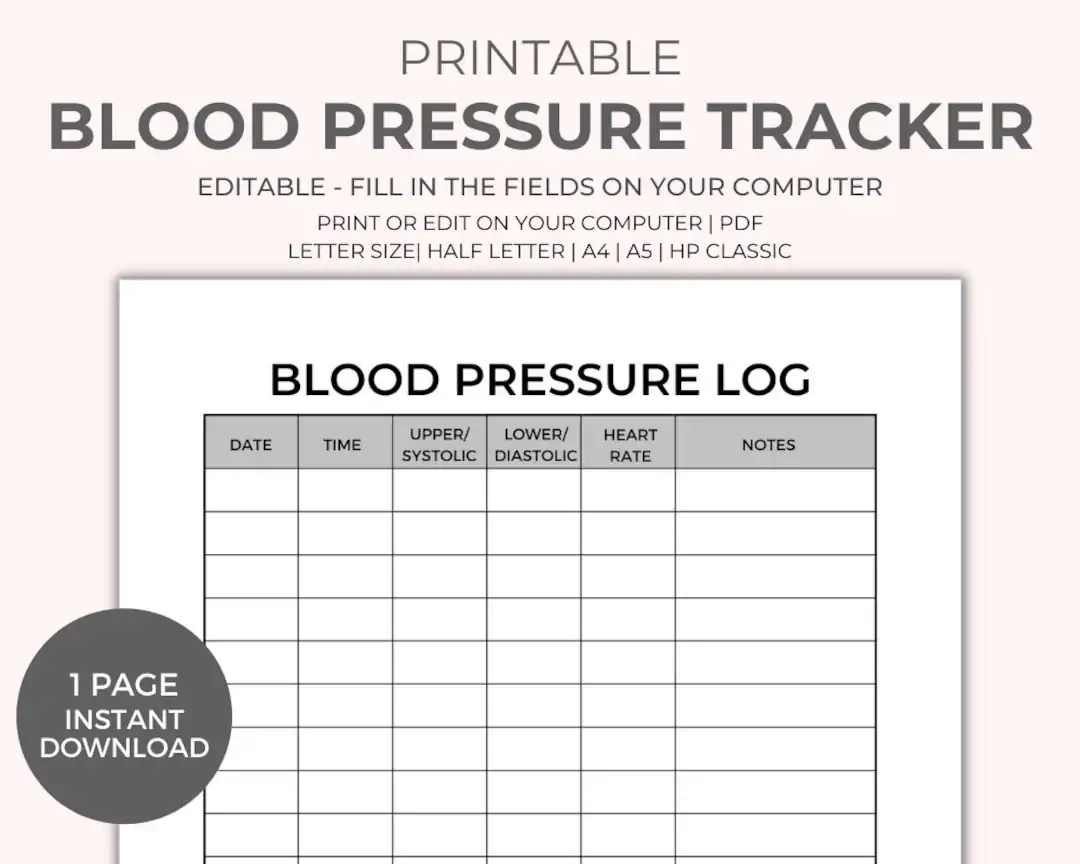 Blood Pressure Chart Printable