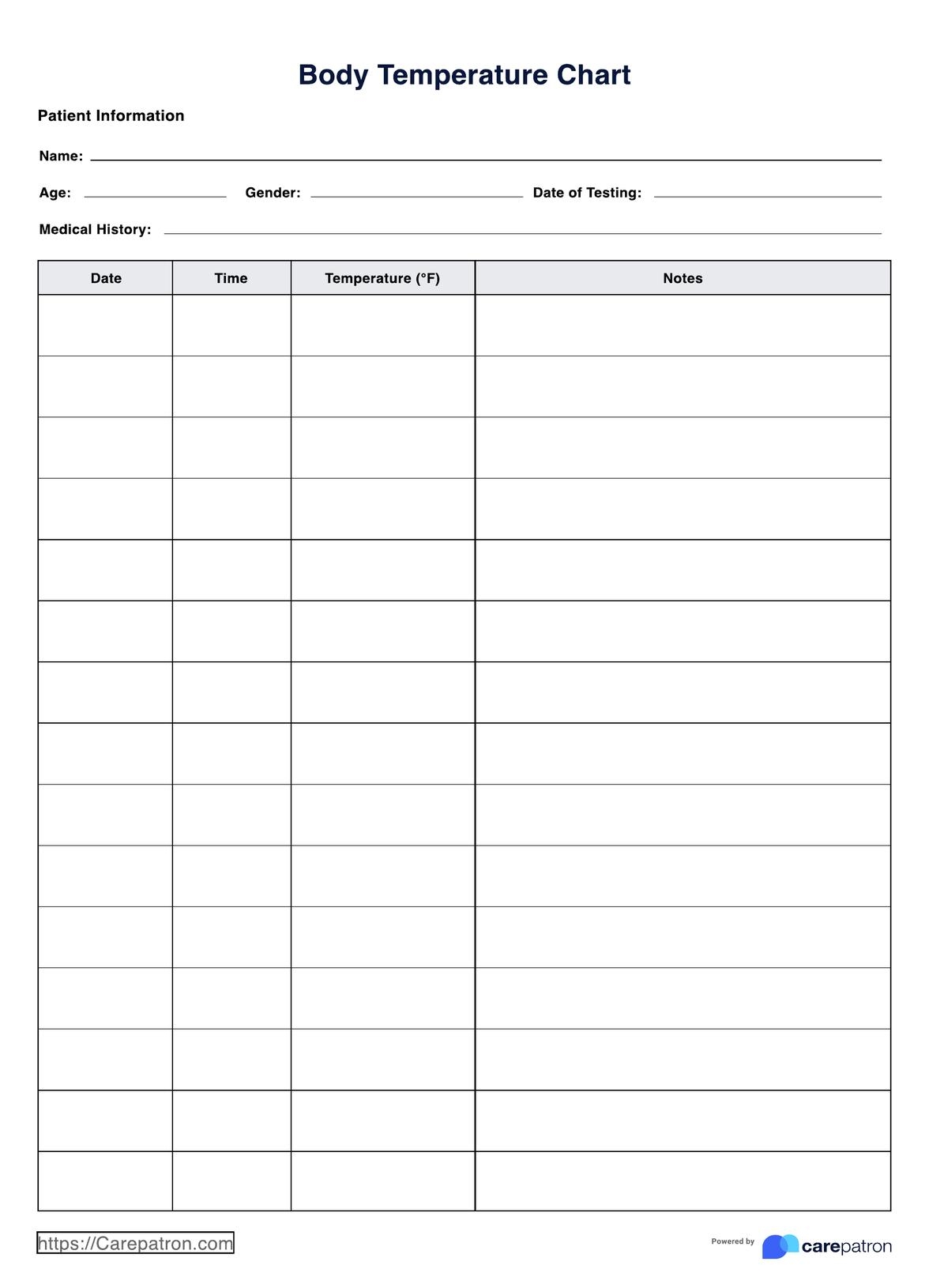 Printable Temperature Chart Template