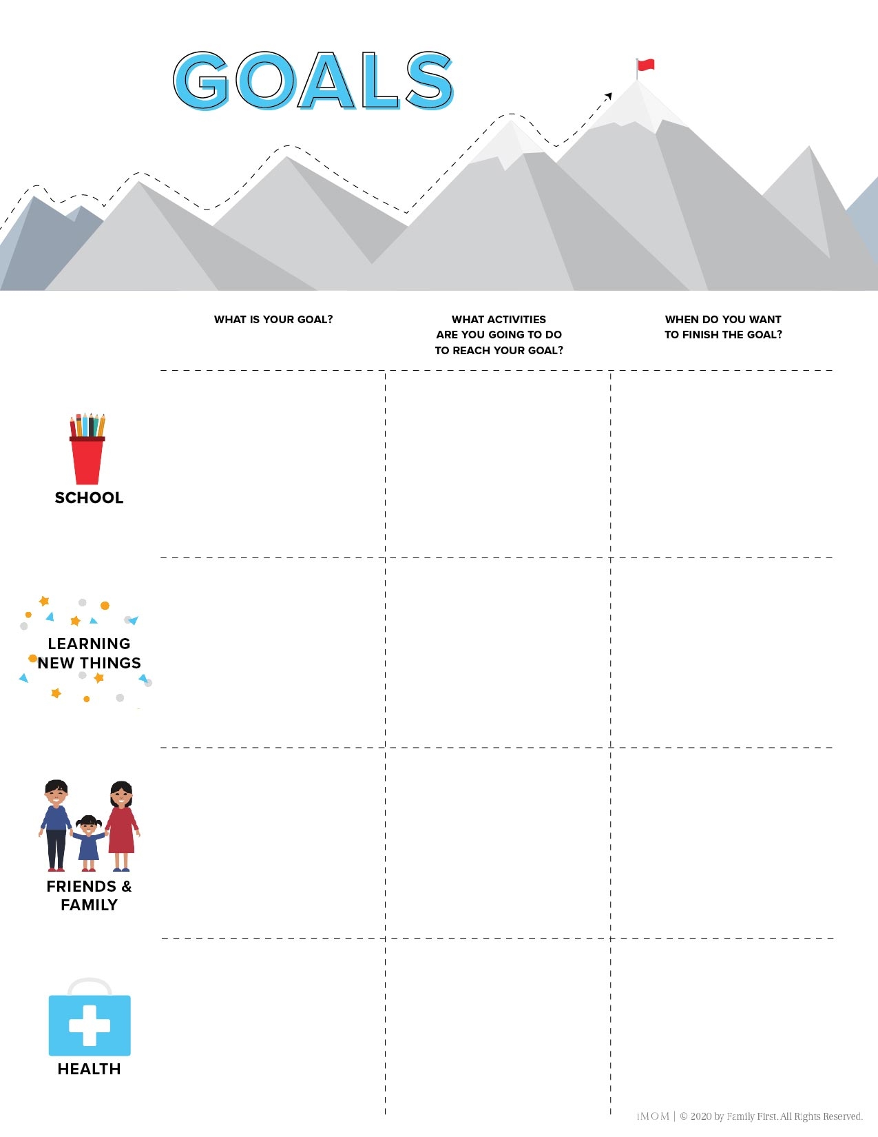 Printable Goal Chart For Kids