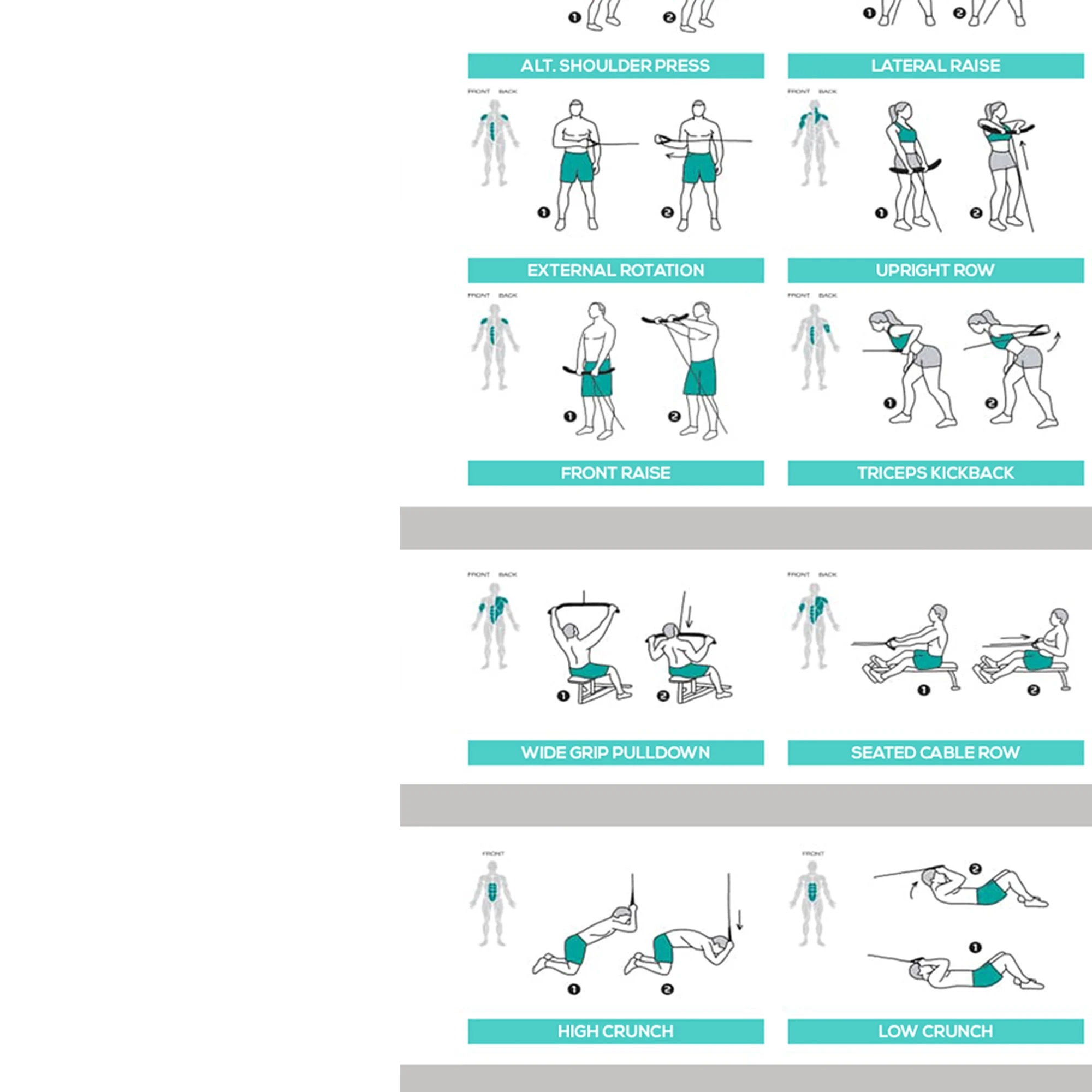 Cable Machine Exercises Chart Printable