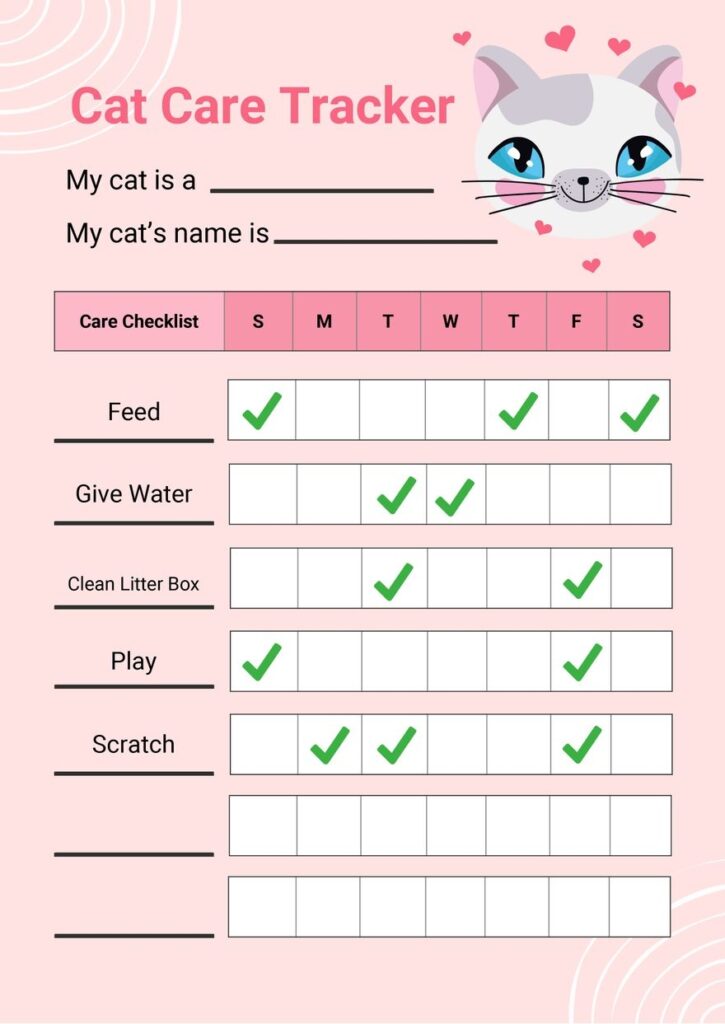 Cat Care Chart In Illustrator PDF Download Template