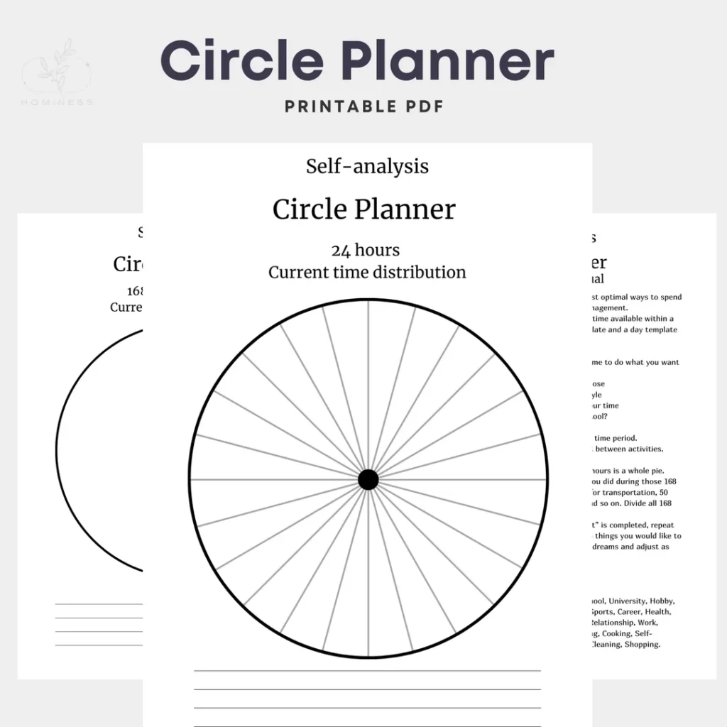 Circle Planner Template Pie Chart Of Time Printable Daily Circle Planner Time Management Coaching Worksheet Goal Plan PDF Digital Download Etsy
