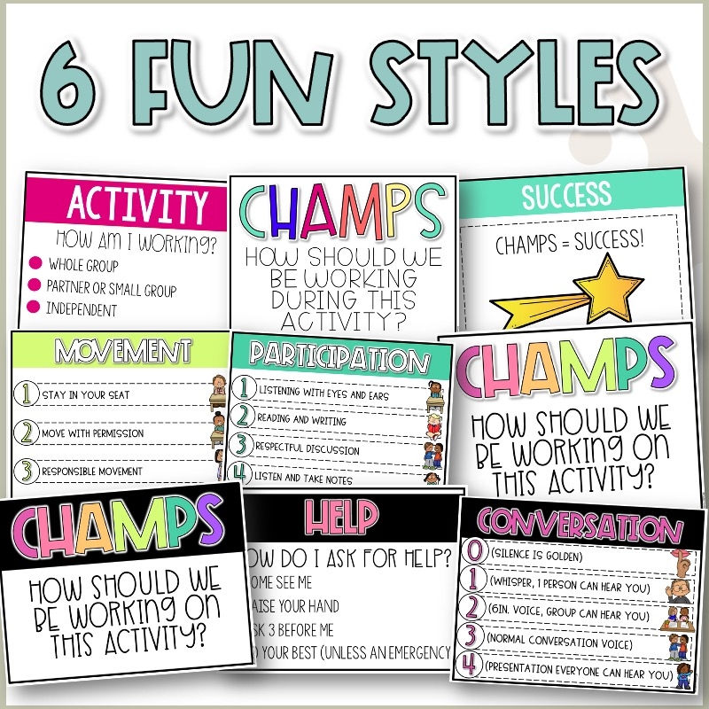 Classroom Behavior Management Posters CHAMPS Behavior Clip Chart Think Sheets Priceless Ponderings