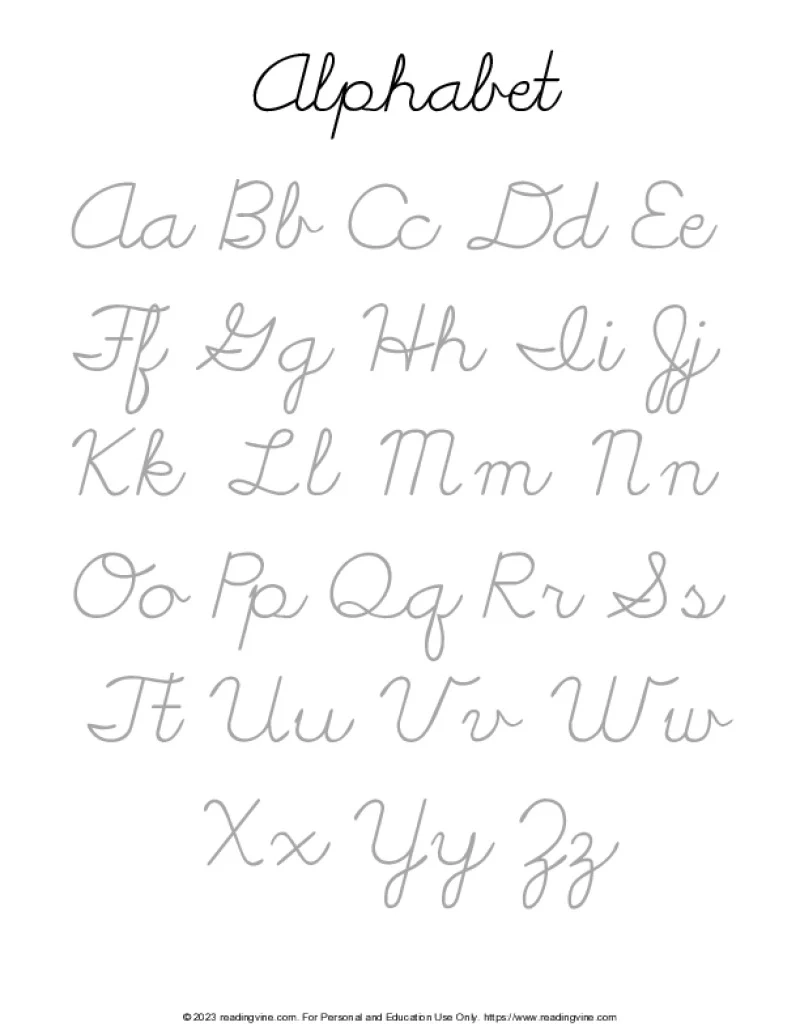 Cursive Letter Chart Printable