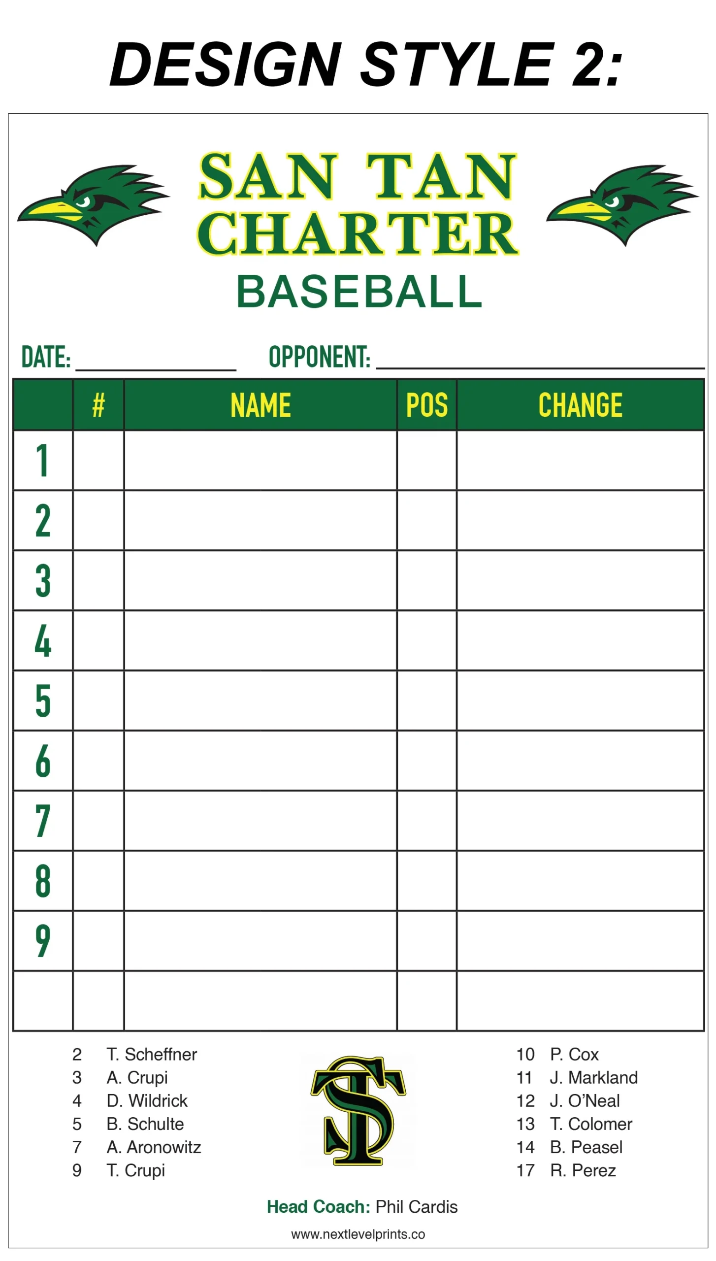 My Charter Printable Lineup