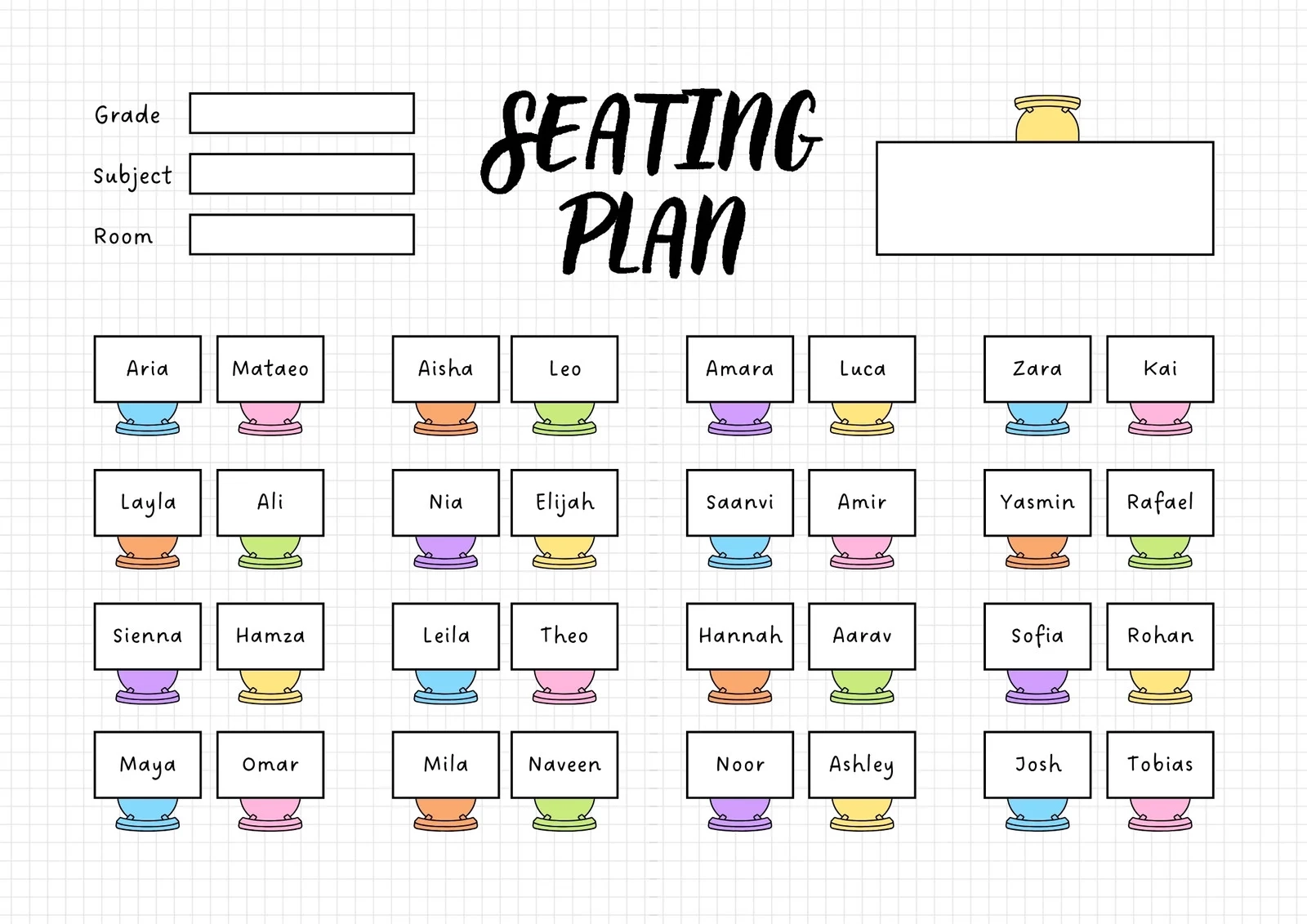 Online Printable Seating Charts For Teachers
