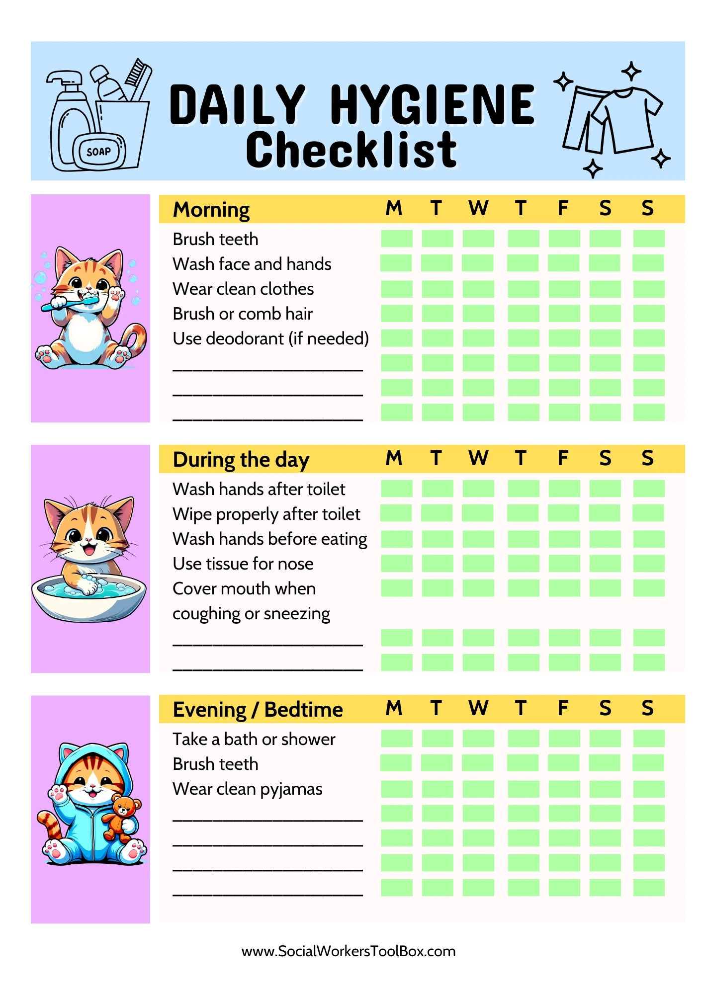 Hygiene Chart For Kids Printable