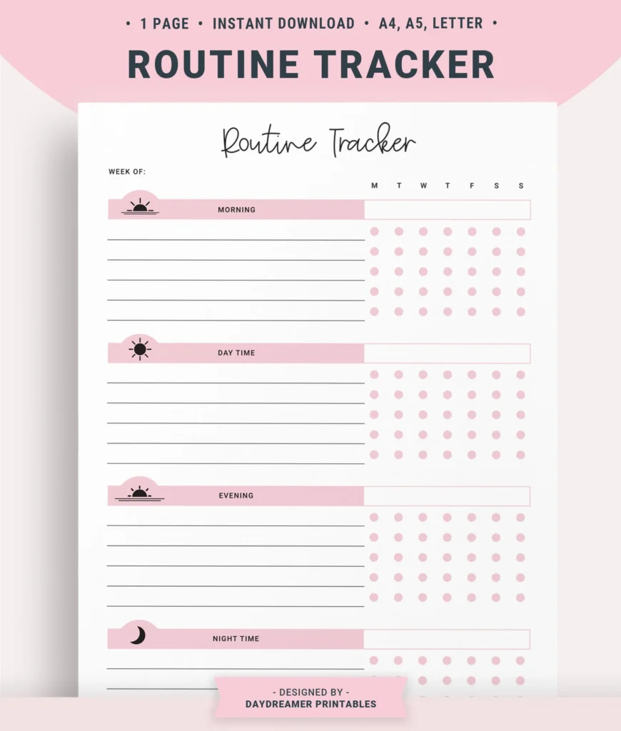 Daily Routines Printable Planner Daily Routine Chart Routine Tracker Morning Routine Checklist Night Time Routine A5 Planner Etsy