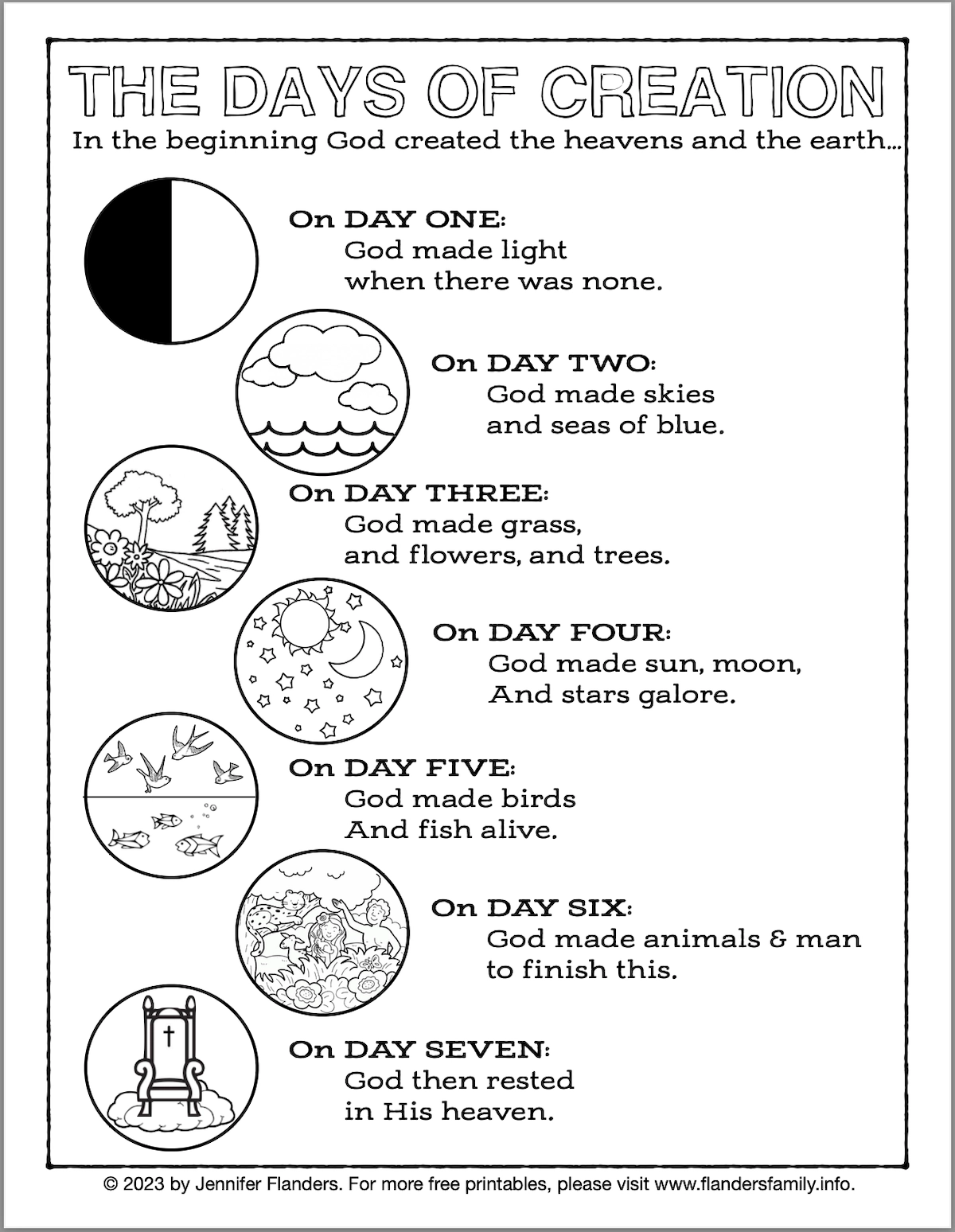 Printable 6 Days Of Creation Chart Printable 6 Days Of Creation Chart