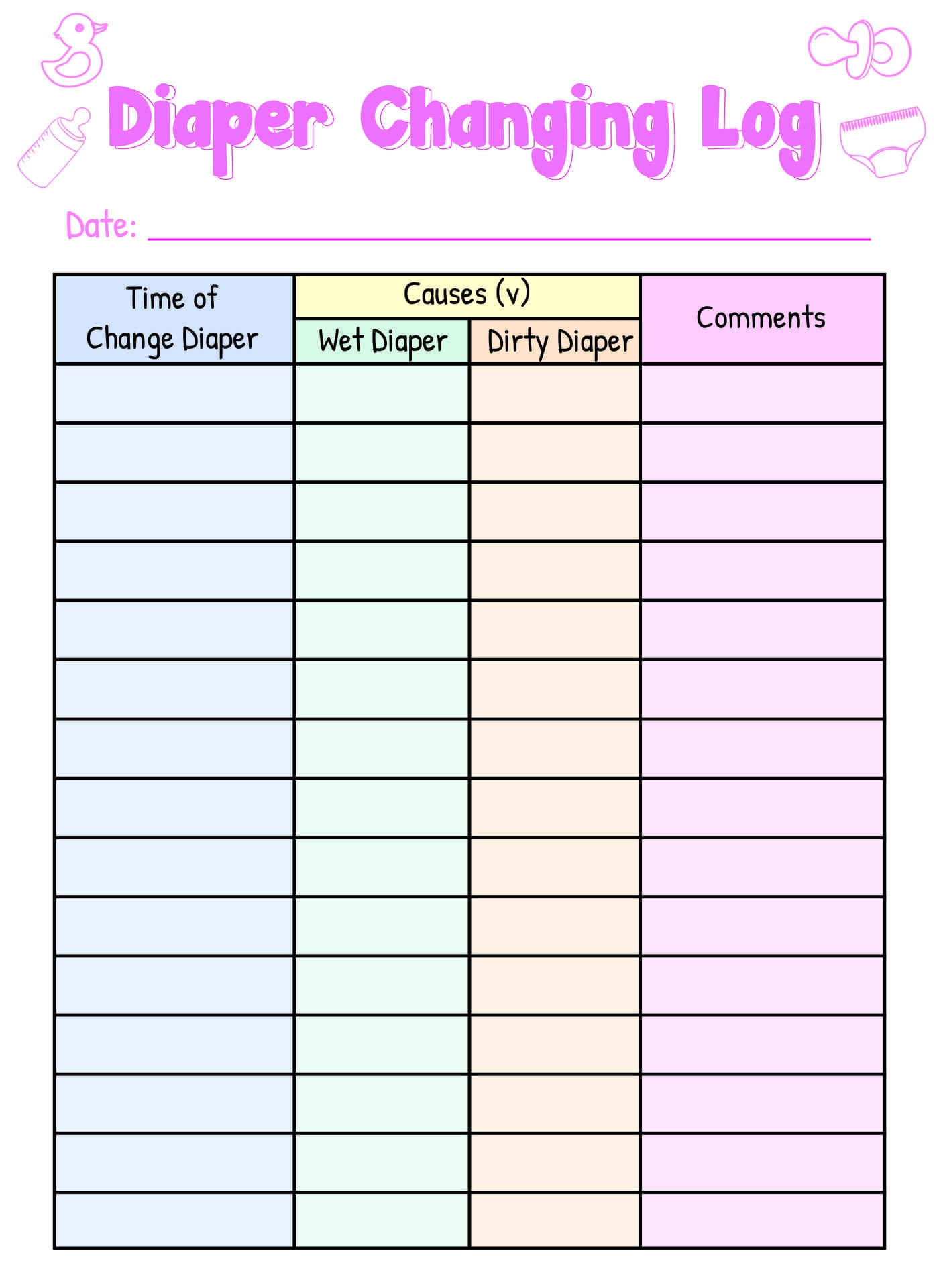 Free Printable Diaper Chart Free Printable Diaper Chart