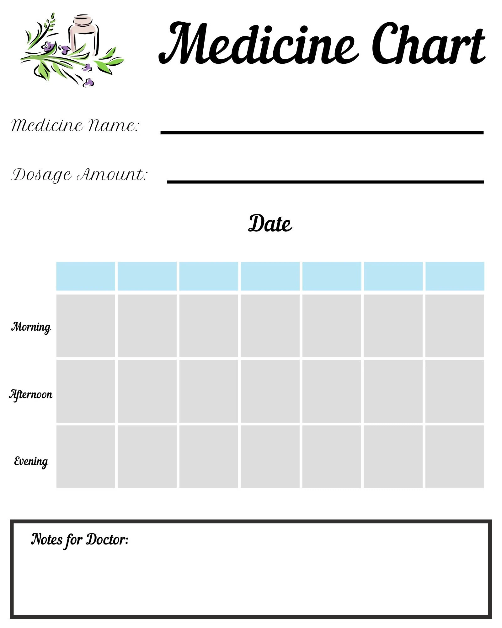 Medicine Printable Chart