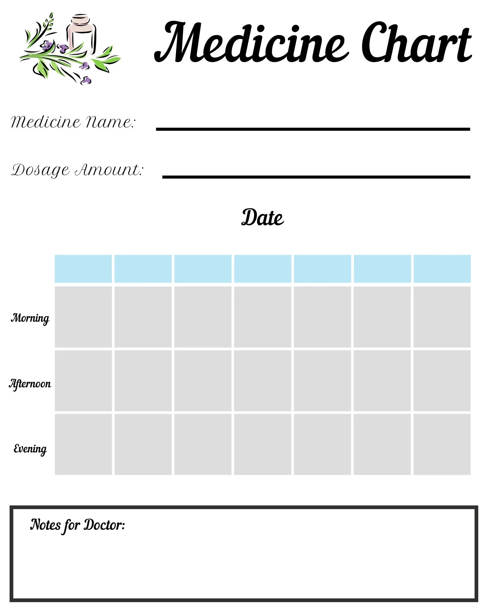 Printable Kids Medicine Chart Printable Kids Medicine Chart