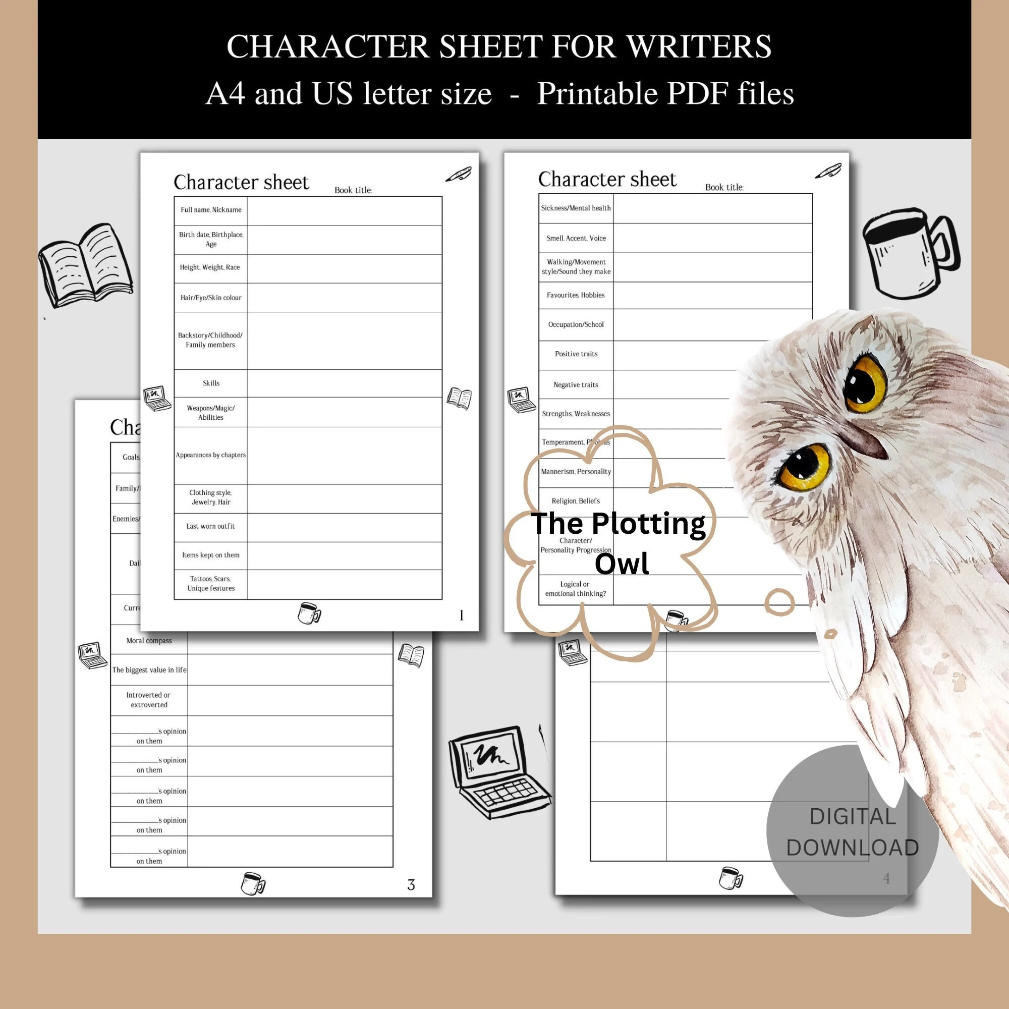 Printable Character Charts For Writers