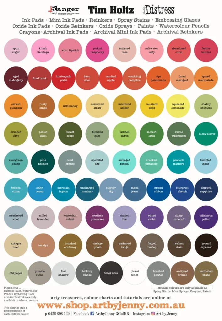 Distress Oxide Color Chart Printable