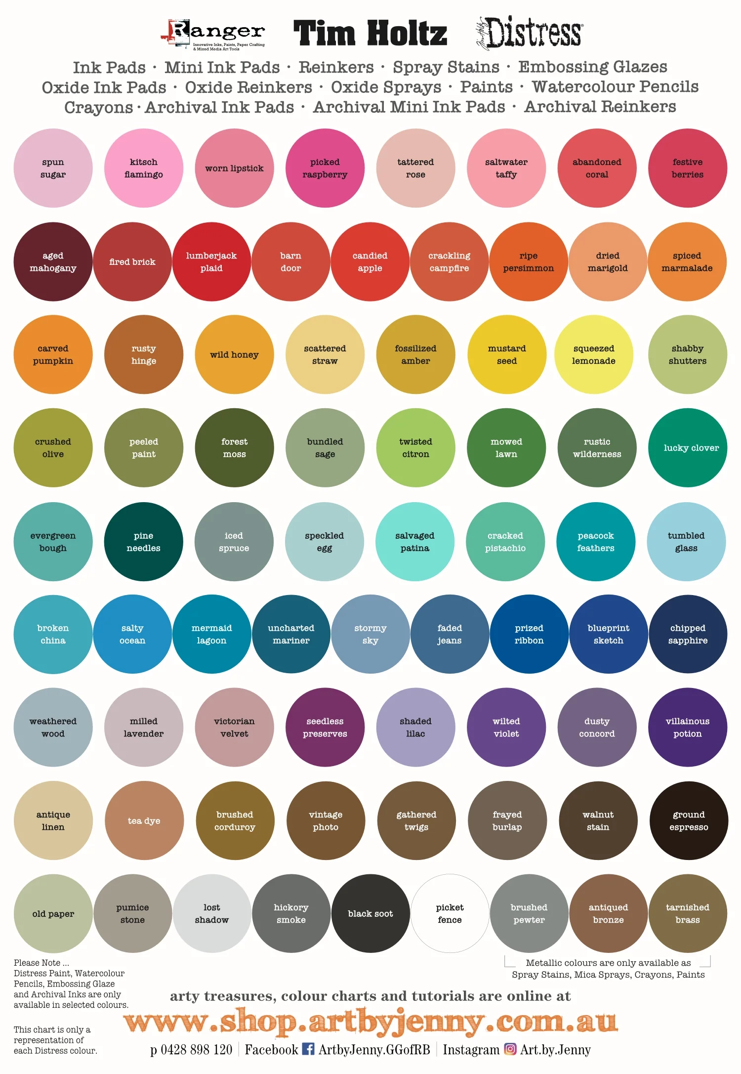 Distress Oxides Printable Chart Distress Oxides Printable Chart