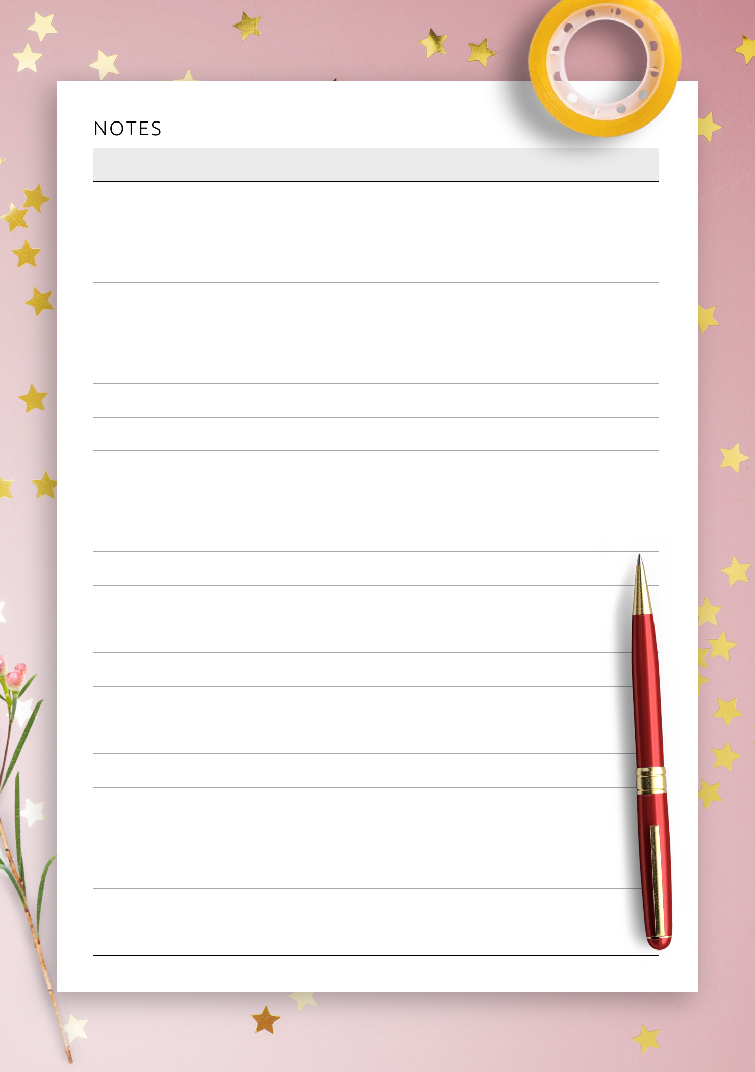Free Printable 3 Column Charts Free Printable 3 Column Charts