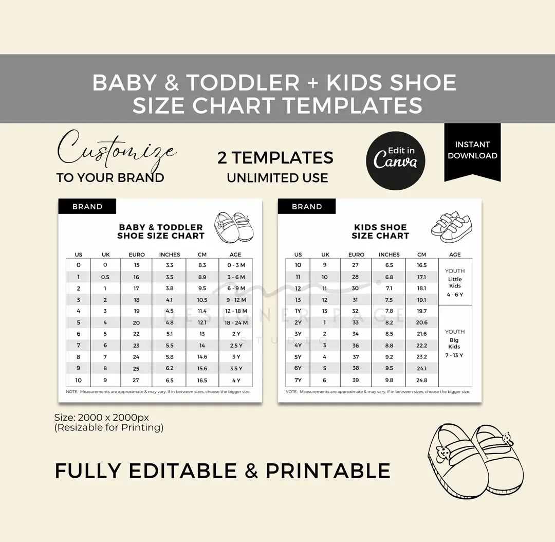 Printable Toddler Foot Size Chart