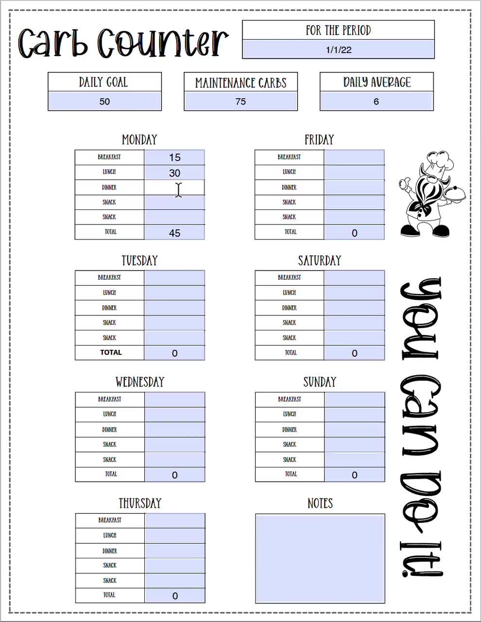 Carb Counting Charts Printable Carb Counting Charts Printable