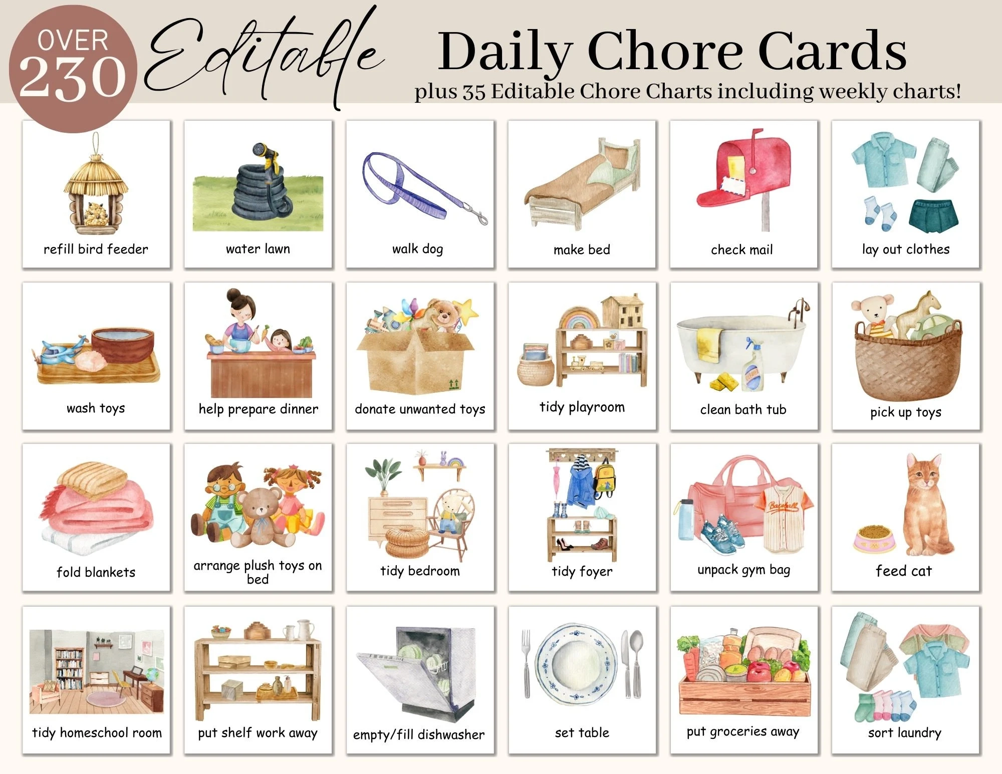 Chore Chart Printable Cards