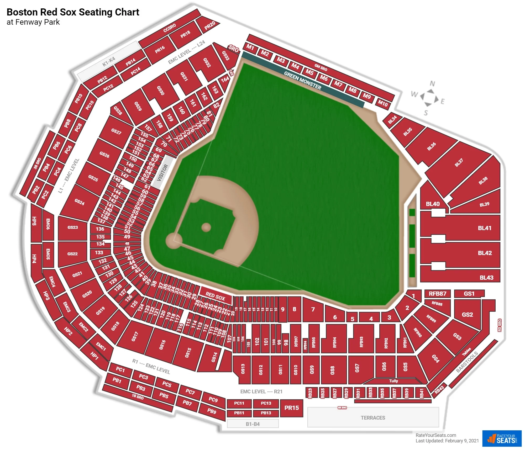 Printable Red Sox Seating Chart