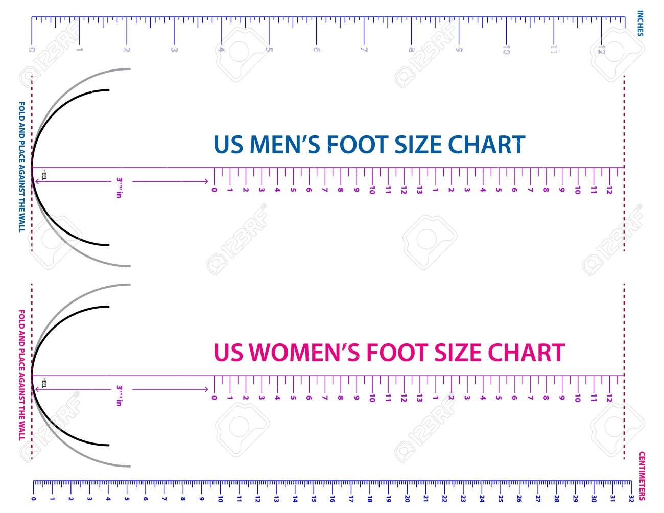 Womens Printable Foot Size Chart Womens Printable Foot Size Chart