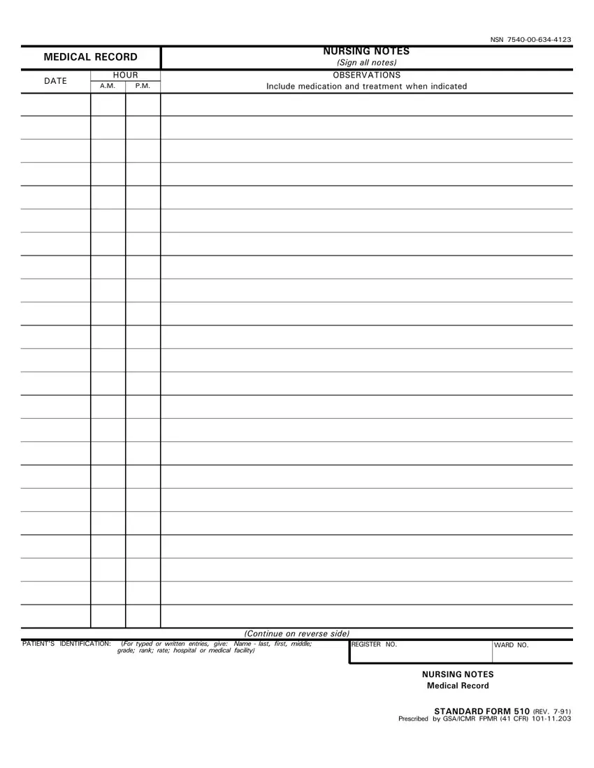 Printable Nurses Notes Sample Charting