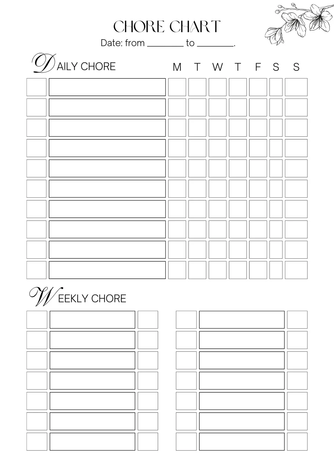 Free Printable Customizable Chore Charts