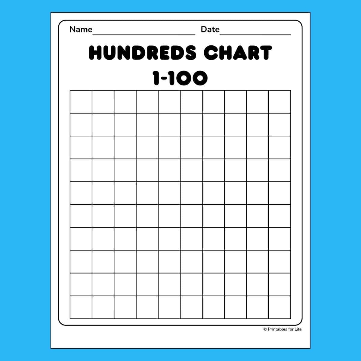 Blank Printable 100s Chart