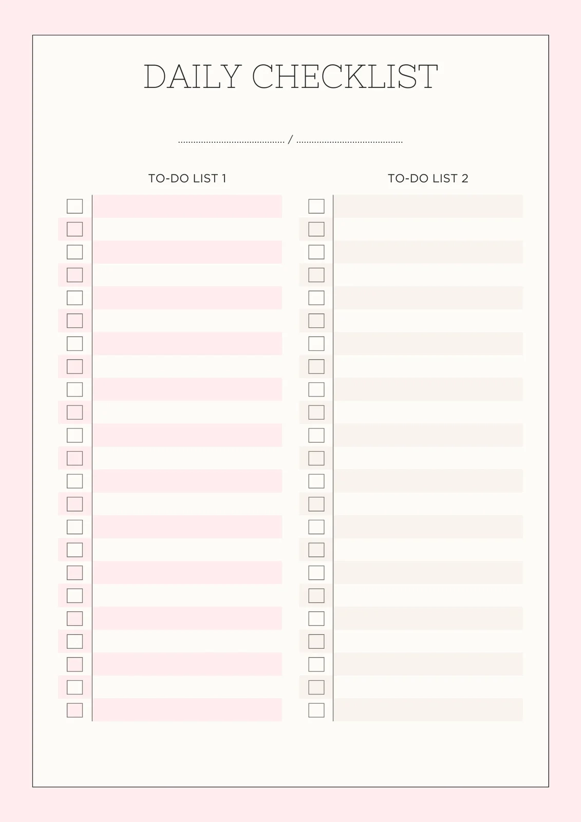 Printable Check List Chart