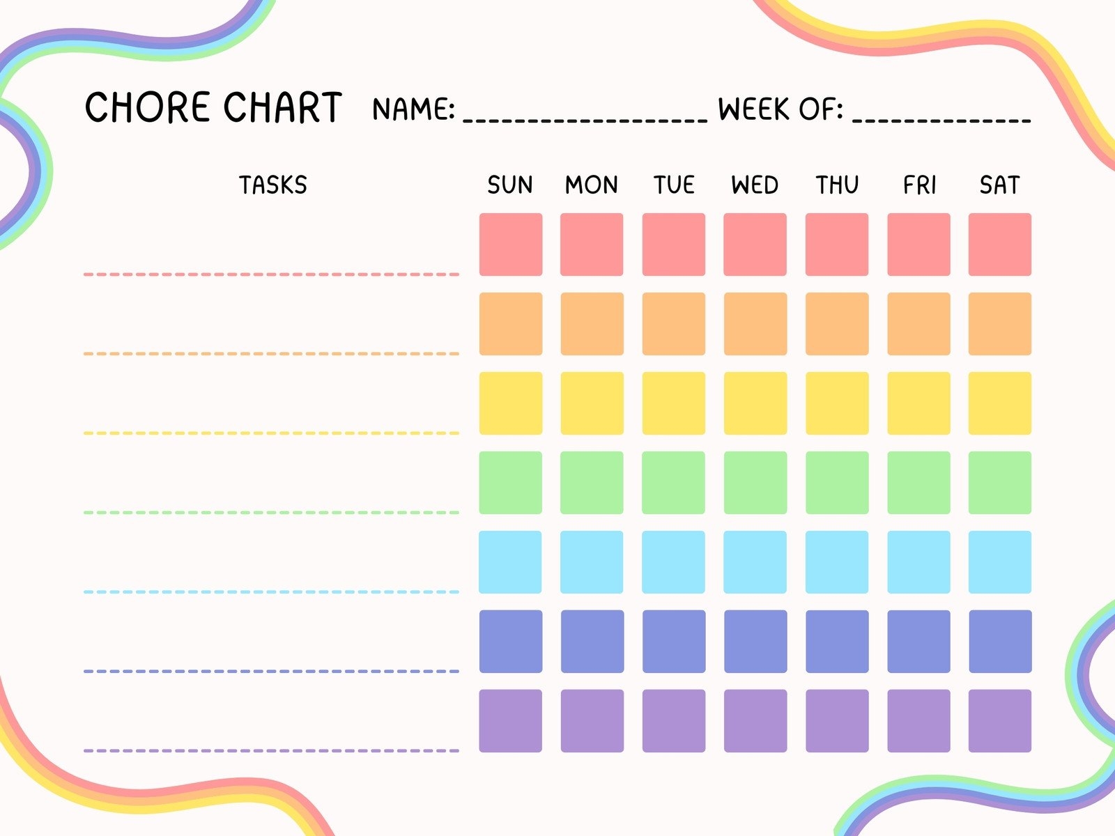 Girls Printable Chore Charts