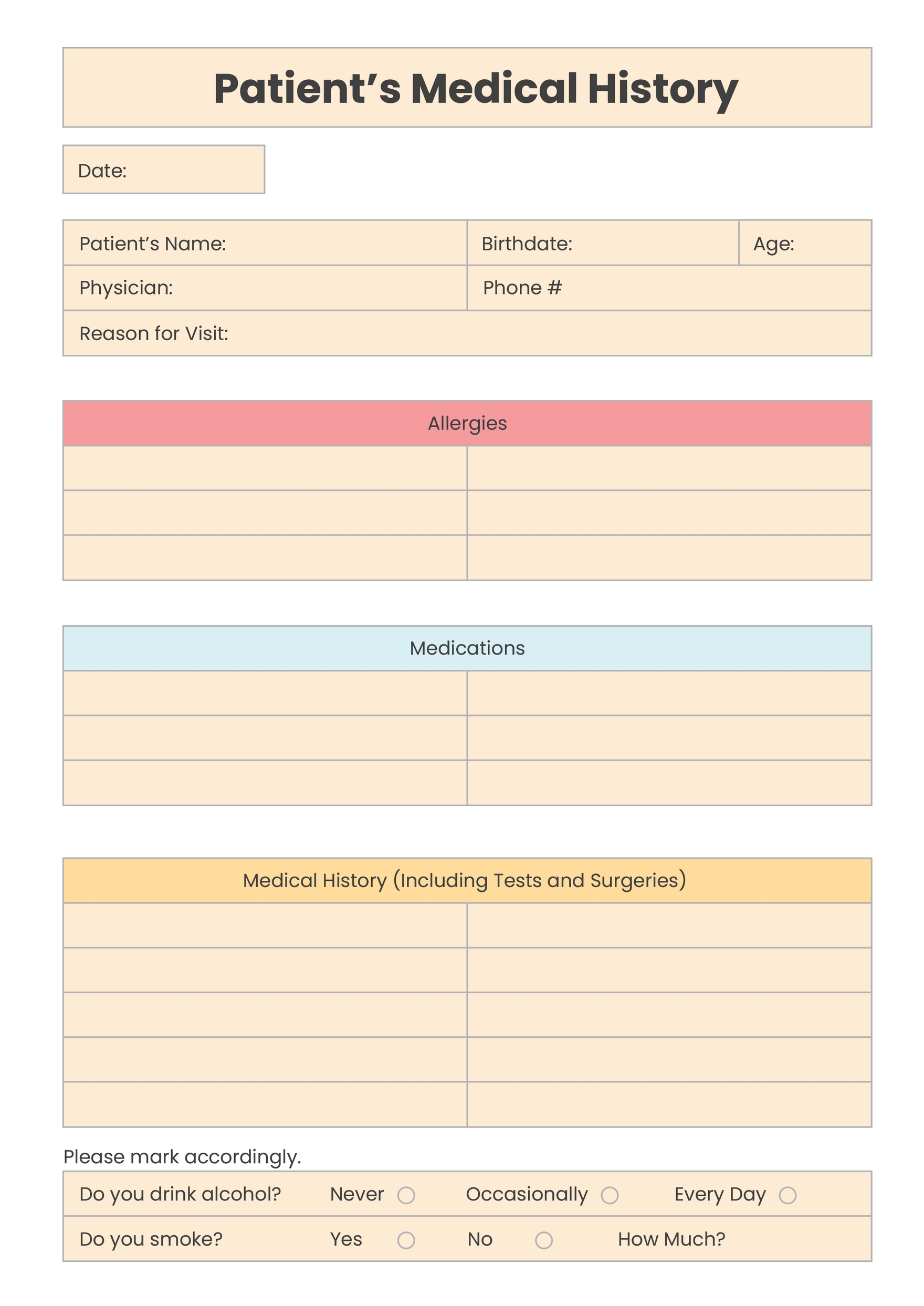 Printable Medical Charts