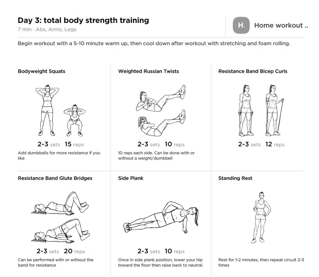 Free Printable 7 Day Home Workout For Weight Loss