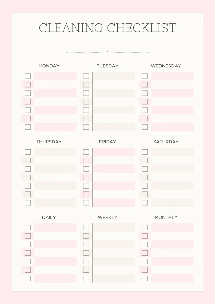 Free Printable Cleaning Checklist Templates Canva