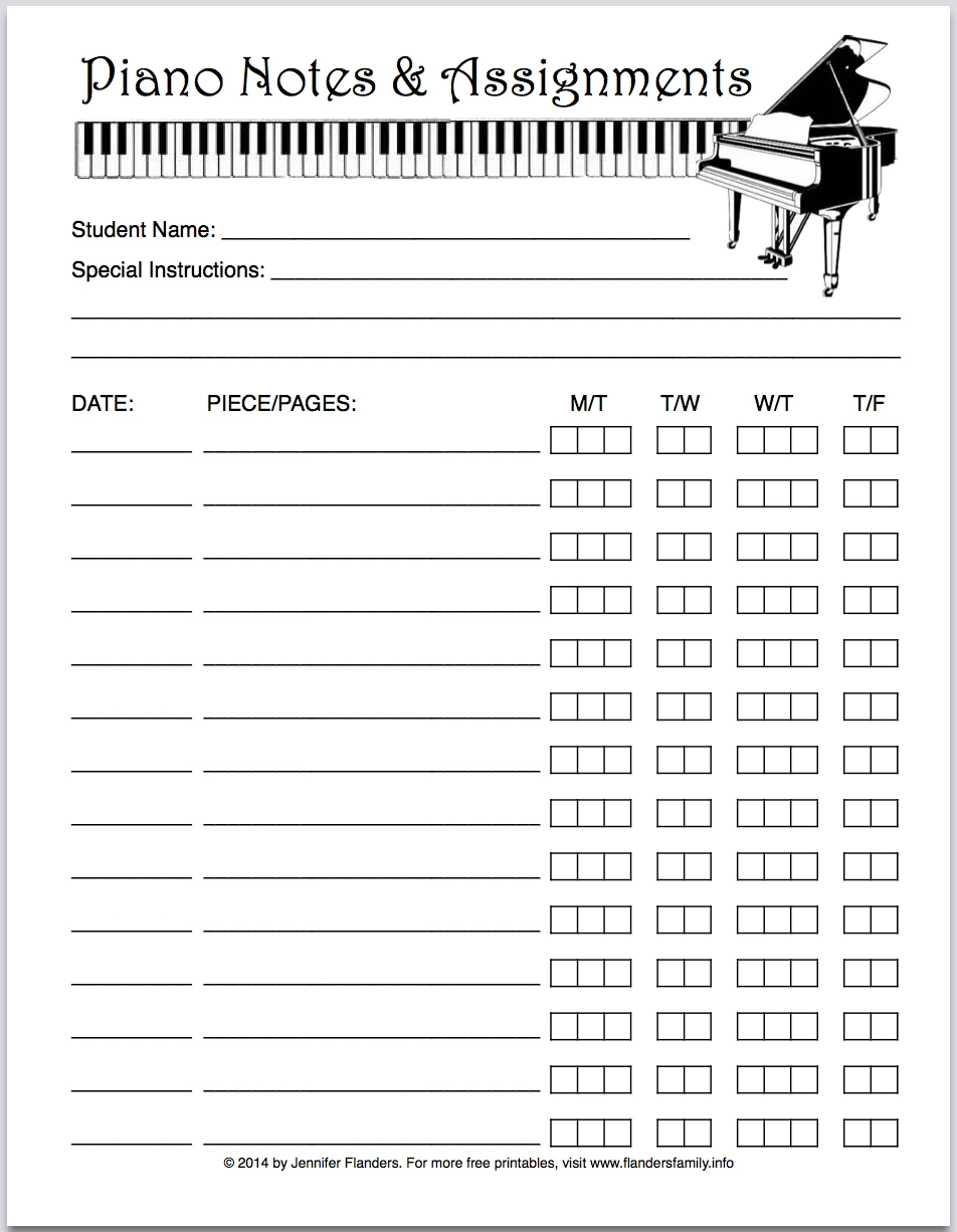 Printable Music Practice Chart
