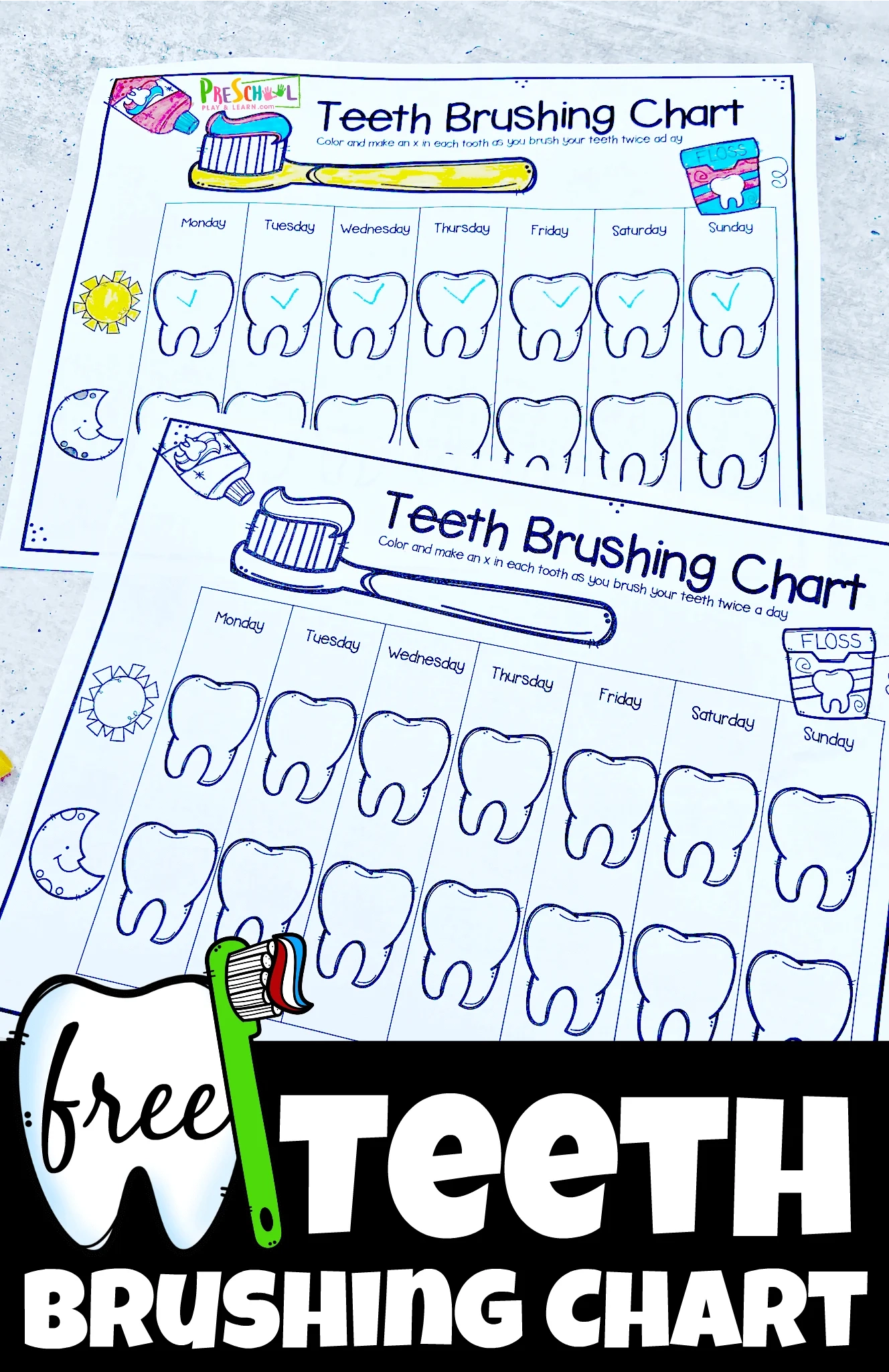 Printable Toothbrush Chart With Coloring Toothbrushes