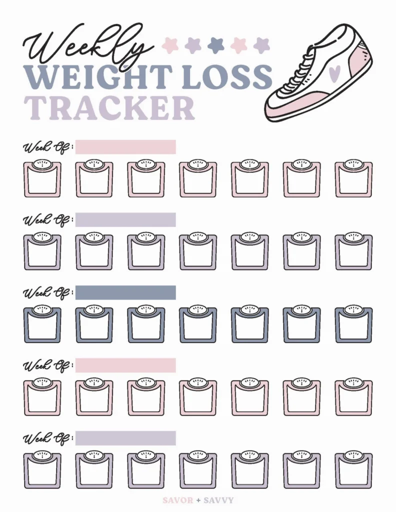 Free Weight Loss Tracker Printable Savor Savvy