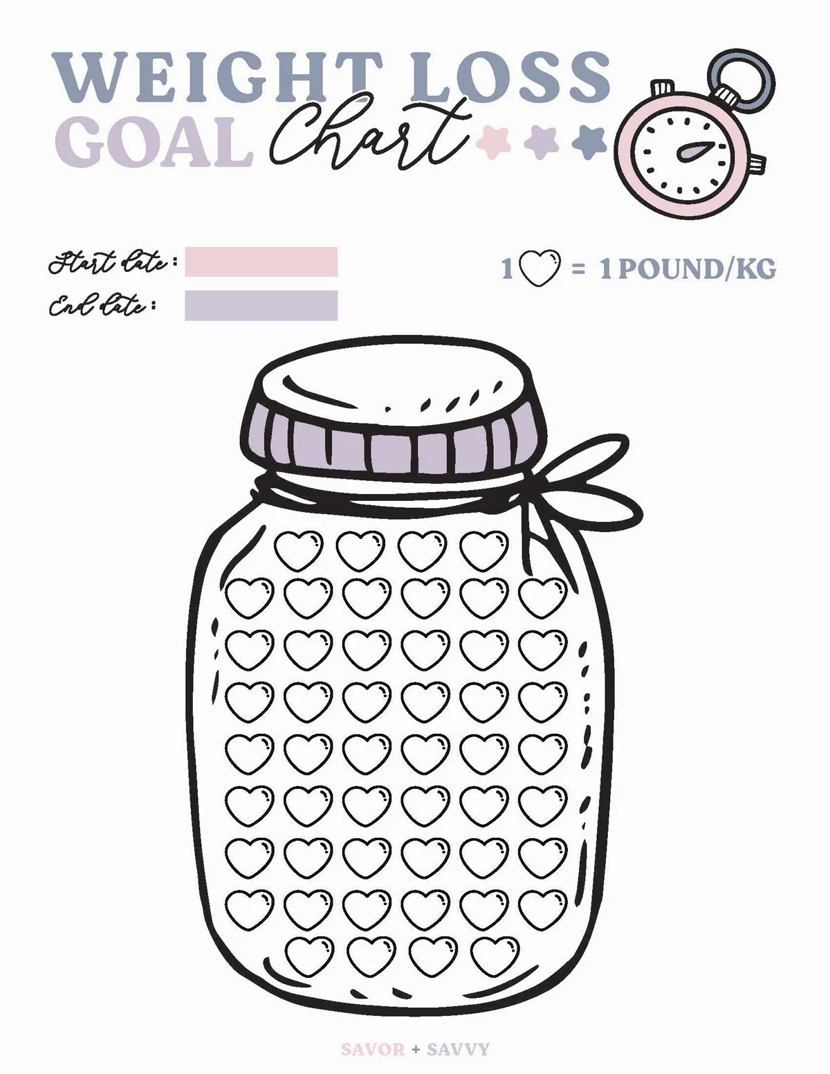 Weight Loss Colouring Chart Printable