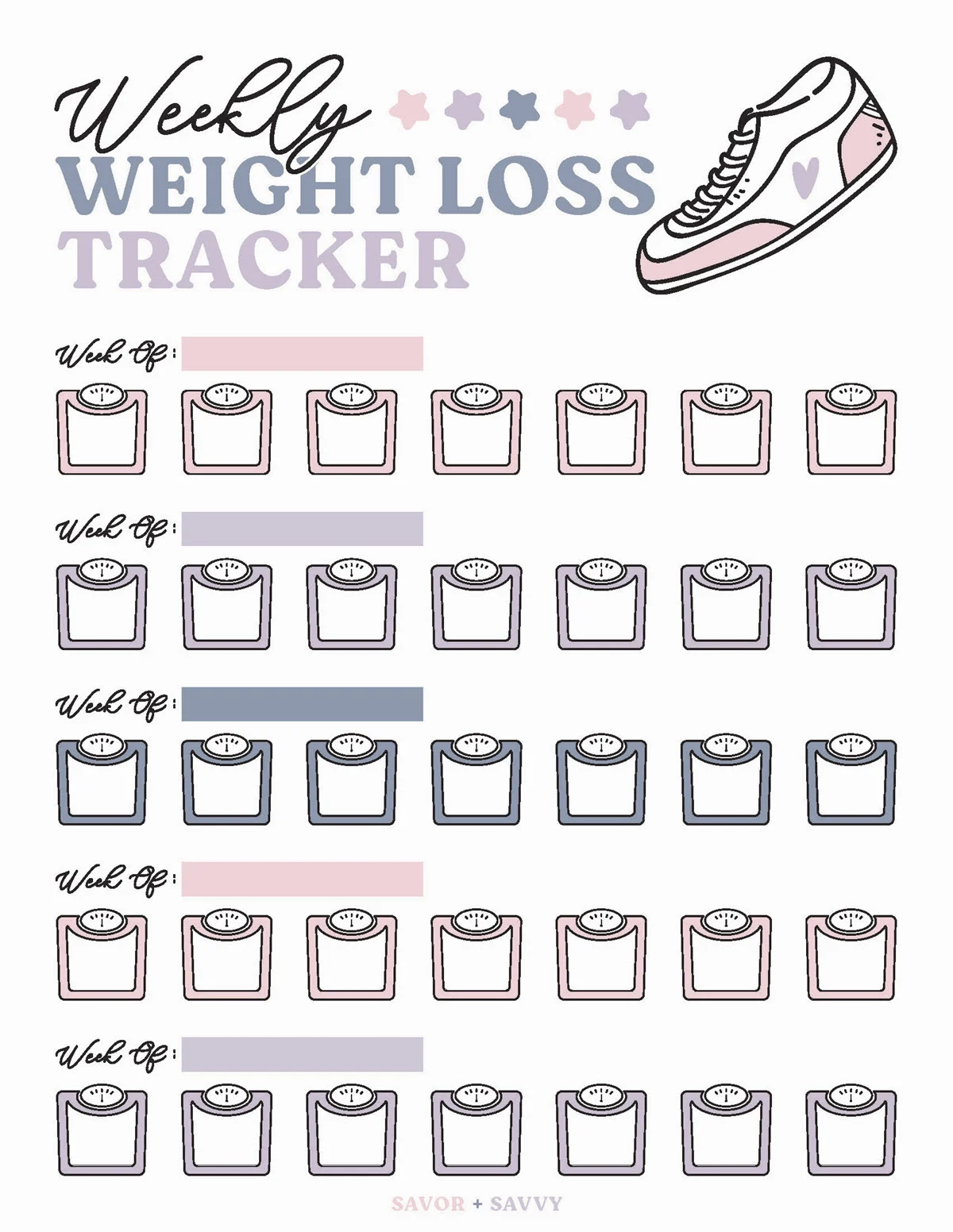 Cute Weekly Weight Loss Chart
