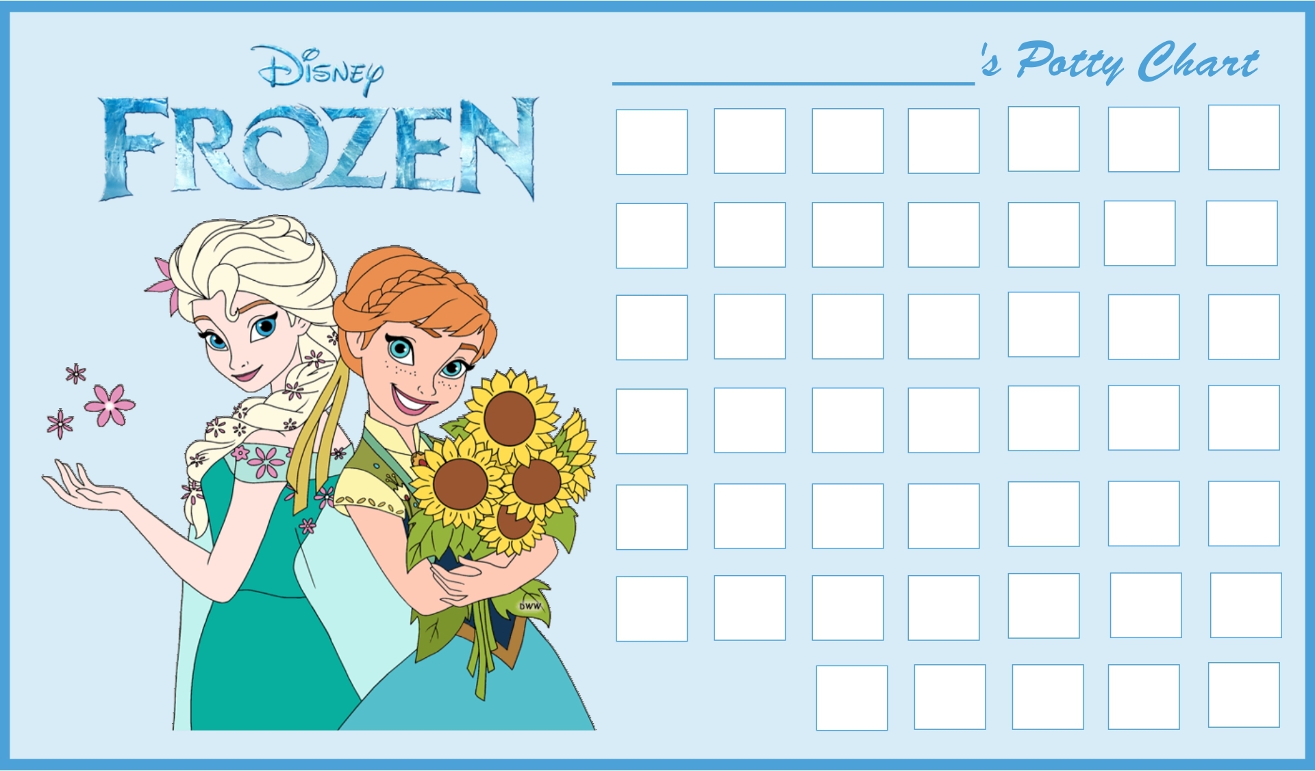 Free Printable Frozen Potty Chart