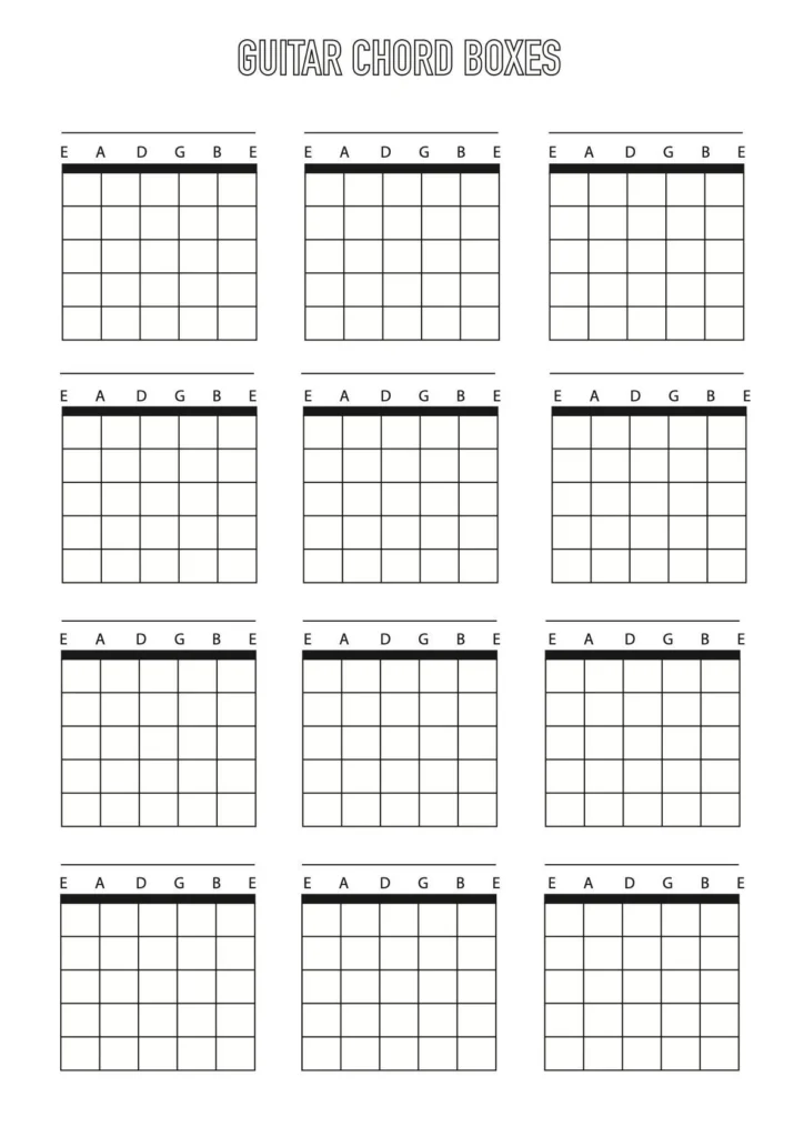 Guitar Chord Box Sheet Downloadable Template A4 Blank 6 String